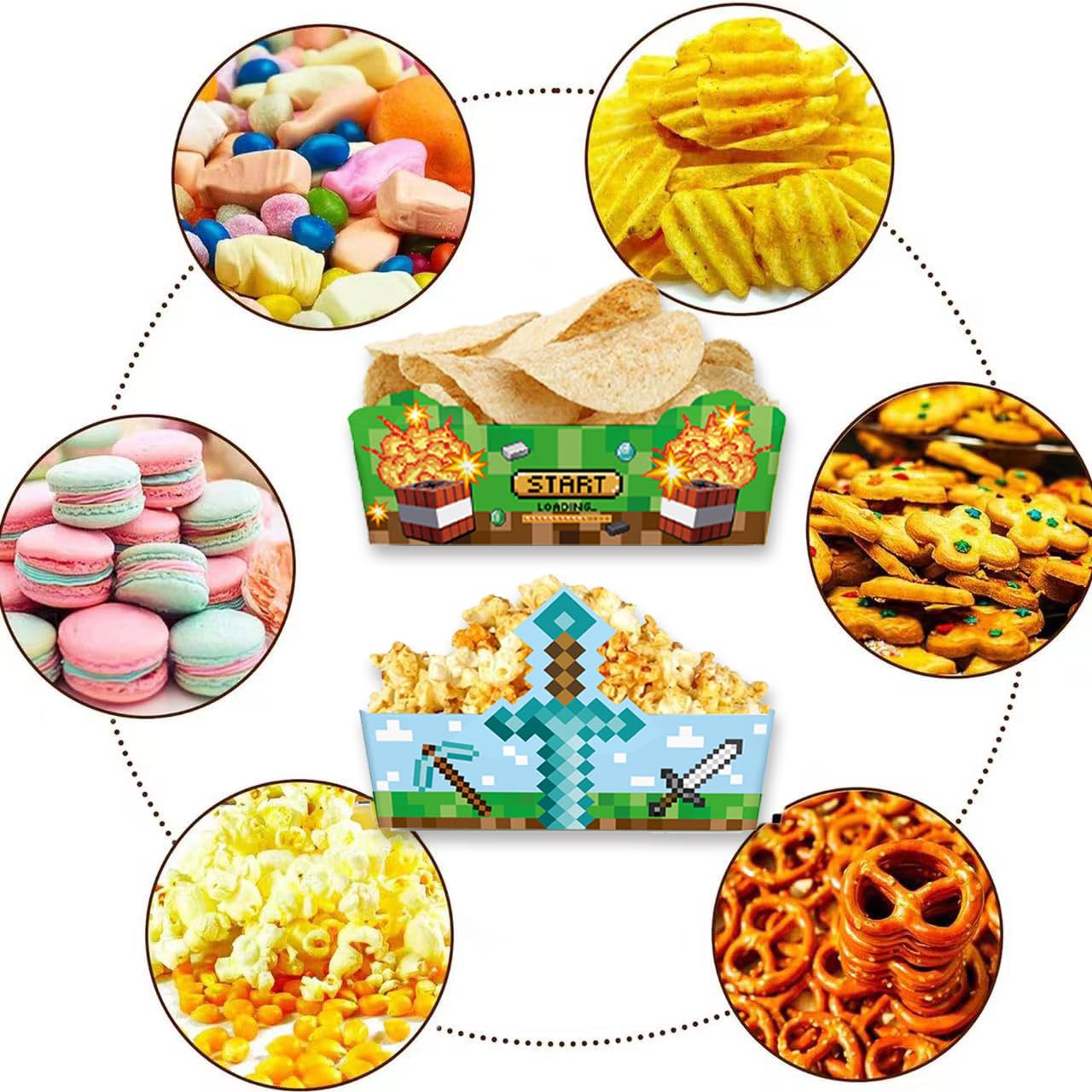 24-Pack Game Themed Disposable Paper Food Trays - Colorful Party Plates for Kids Birthday, Baby Shower & Family Gatherings - Perfect for Snacks, Cupcakes and Party Favors