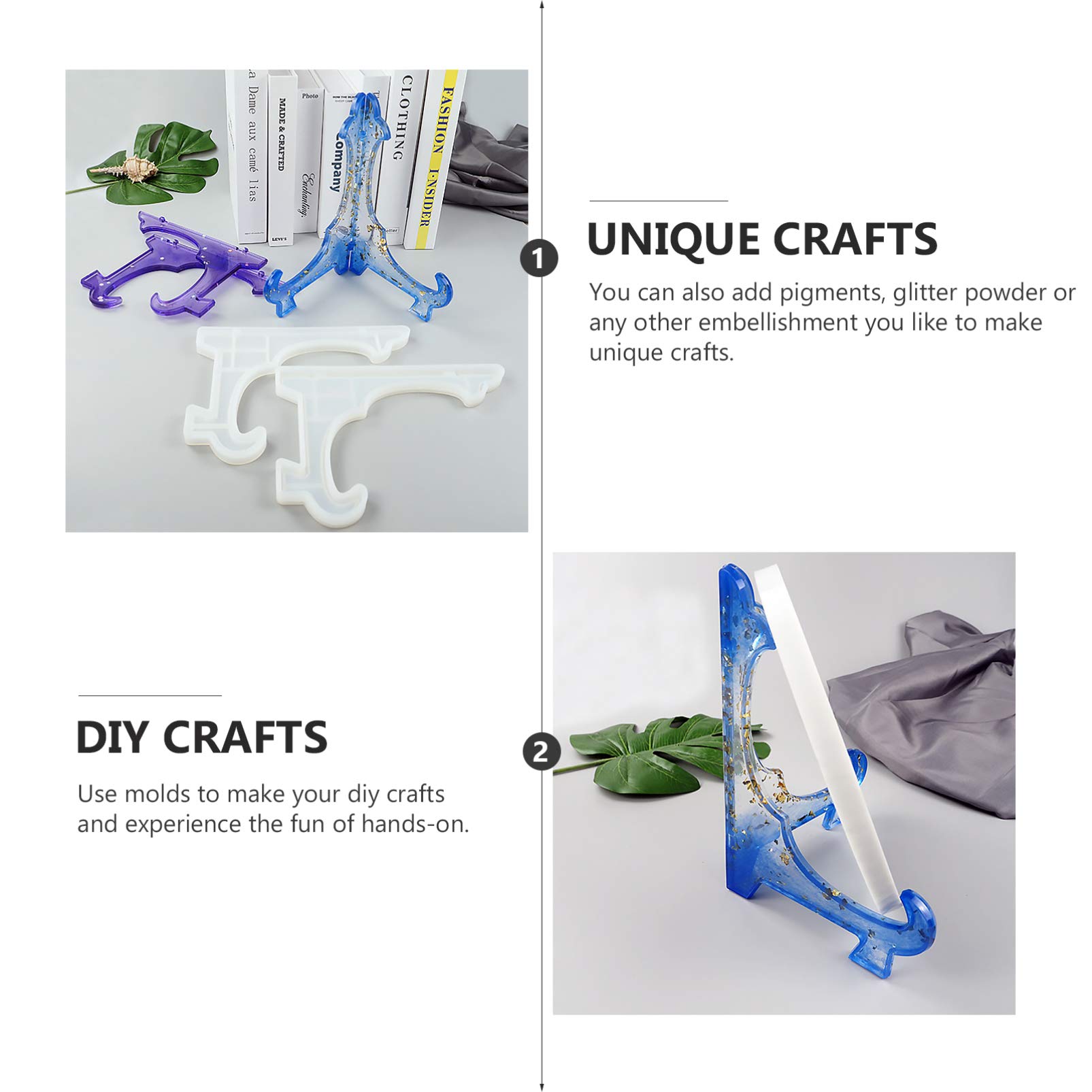 Healifty 2-Pack Silicone Display Stand Molds for Resin Epoxy Casting - Picture Frame Holder & Artwork Easel for Home Desk Decor | Perfect for DIY Crafts, Jewelry Making, and Tabletop Decorations