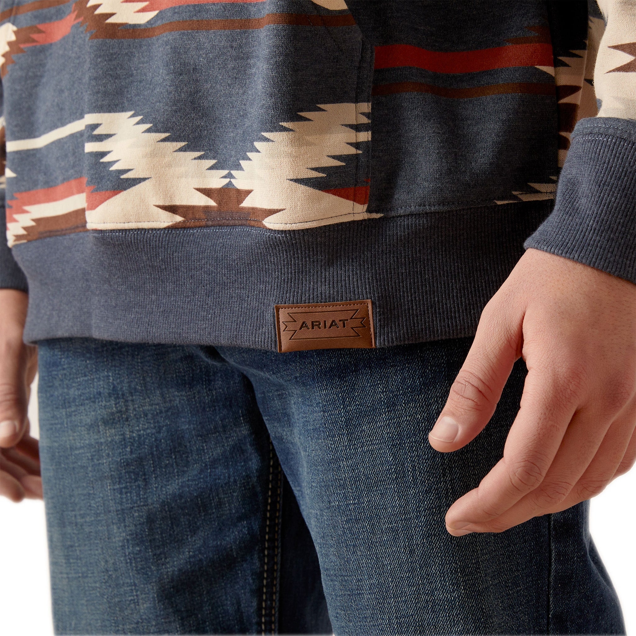 Ariat Men's Aztec Print Hoodie - Navy & Cream Pullover for Casual Wear & Outdoor Activities
