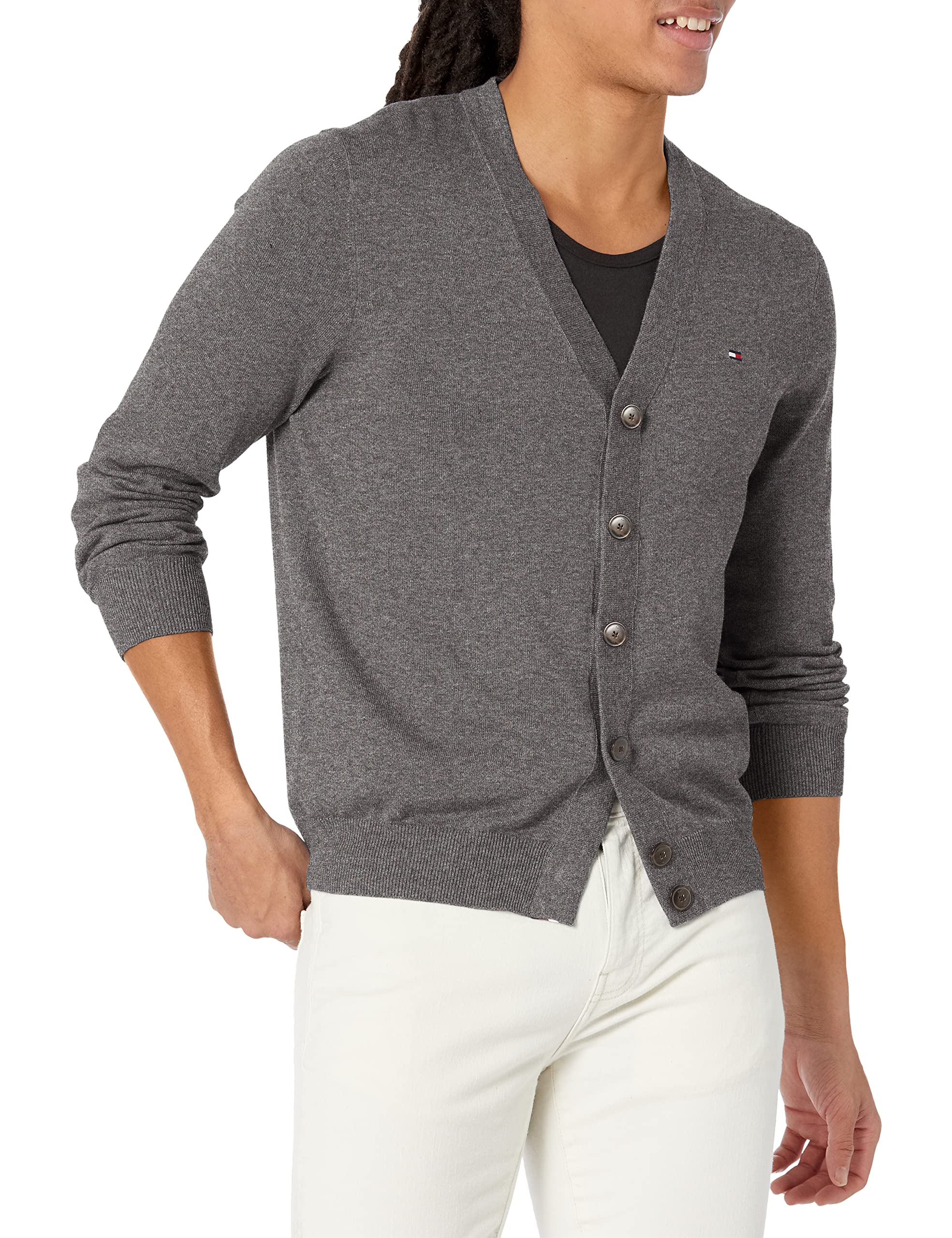 Tommy Hilfiger Men's Adaptive Cardigan Sweater with Magnetic Buttons | Easy On/Off for Seniors & Disabled | Comfortable Casual Wear for Daily Use & Outings
