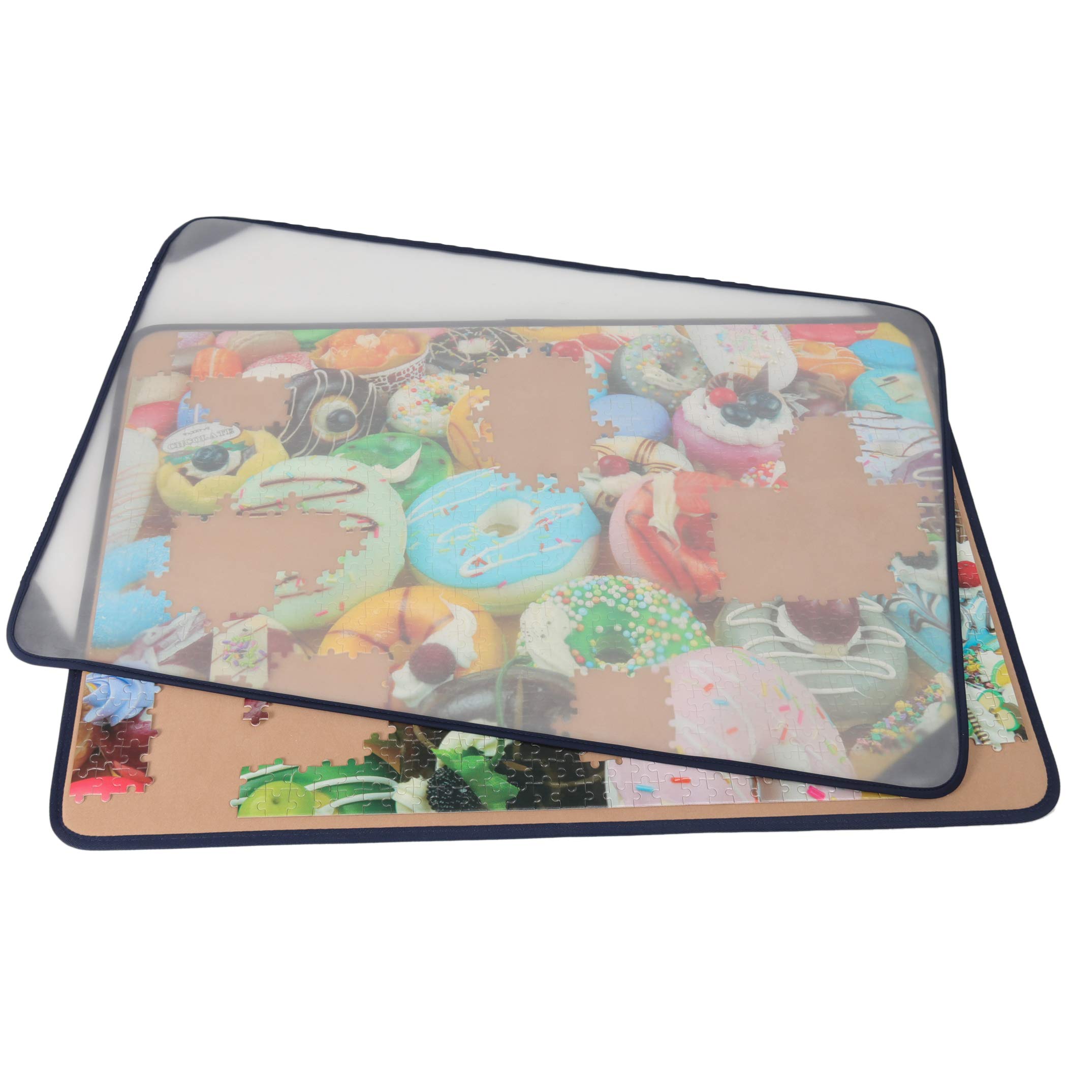 Premium Tektalk Jigsaw Puzzle Board with Dustproof Cover - Holds Up to 1500 Pieces (Khaki) | Portable Puzzle Mat for Adults & Kids | Perfect for Home, Travel, and Family Game Nights