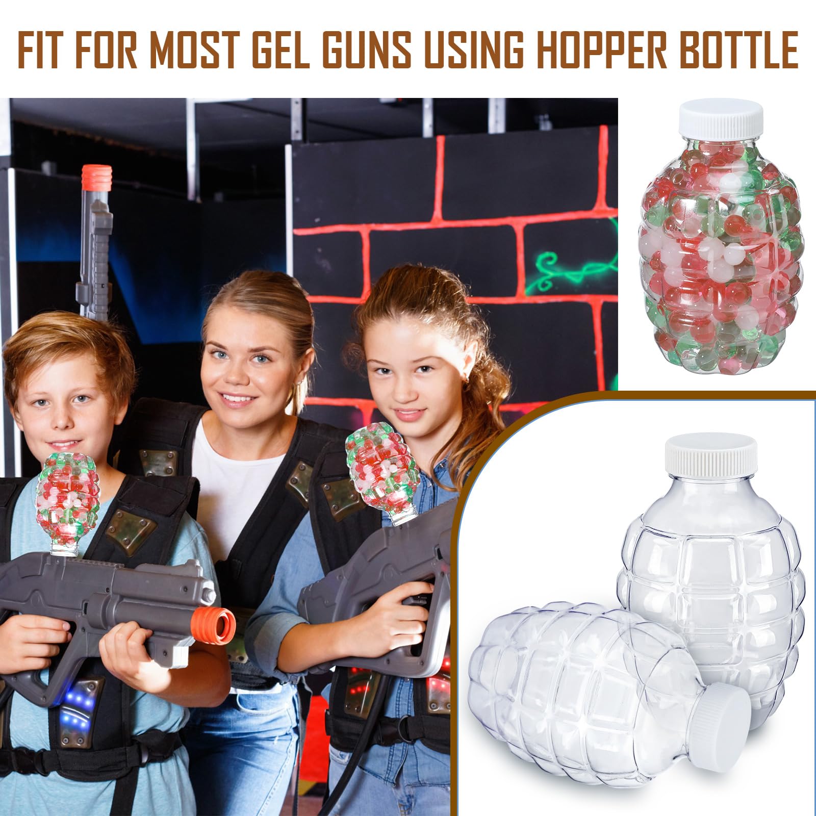 12 Pcs Water Gel Ball Blaster Gun Refill Ammo - Splatter Ball Gun Accessories with Plastic Hopper & Gel Beads - Perfect for Kids Outdoor Water Games, Summer Beach Parties, Backyard Battles and Team Competitions - 50,000 Unsoaked Gel Balls Included