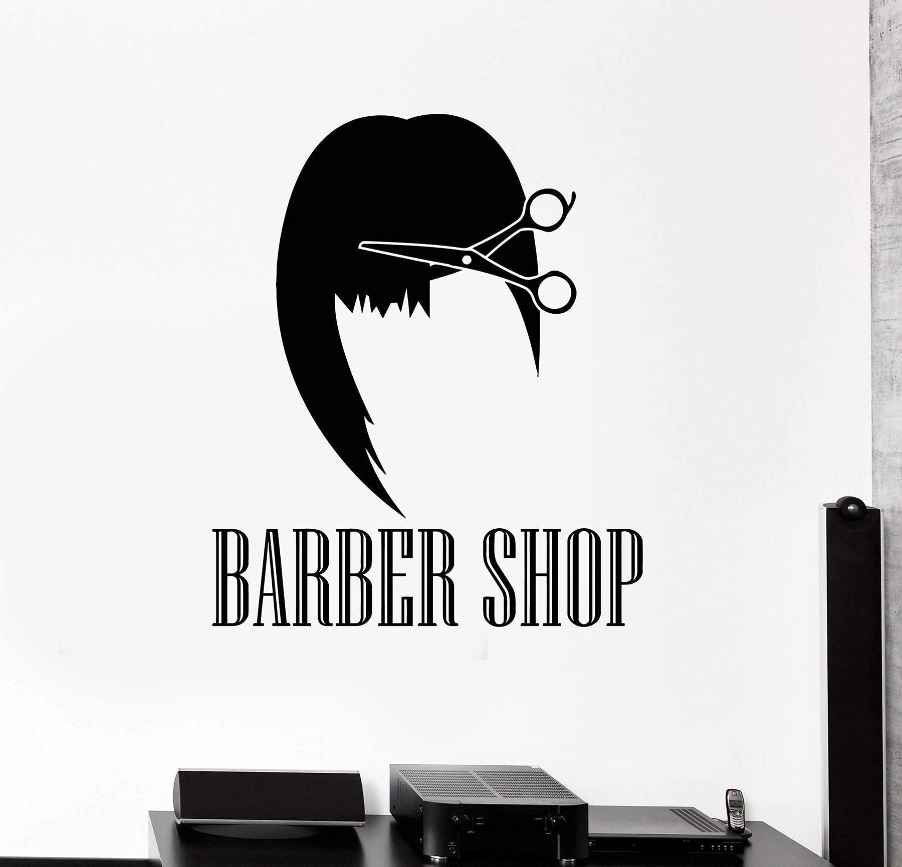 Barber Shop Wall Decals - Motivational Haircut Salon Decor Stickers for Beauty Parlor, Spa & Nail Studio (55x60cm) | Perfect for Barber Shops, Salons, Waiting Areas & Man Caves