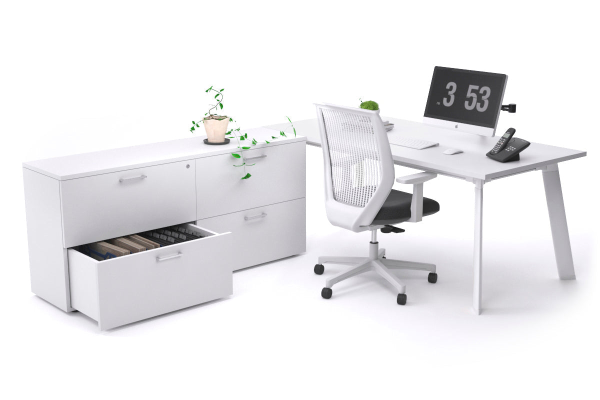 Switch Executive Setting With Uniform Spine White Frame [1600L x 700W] - Premium Office Desk for Modern Workspaces & Home Offices