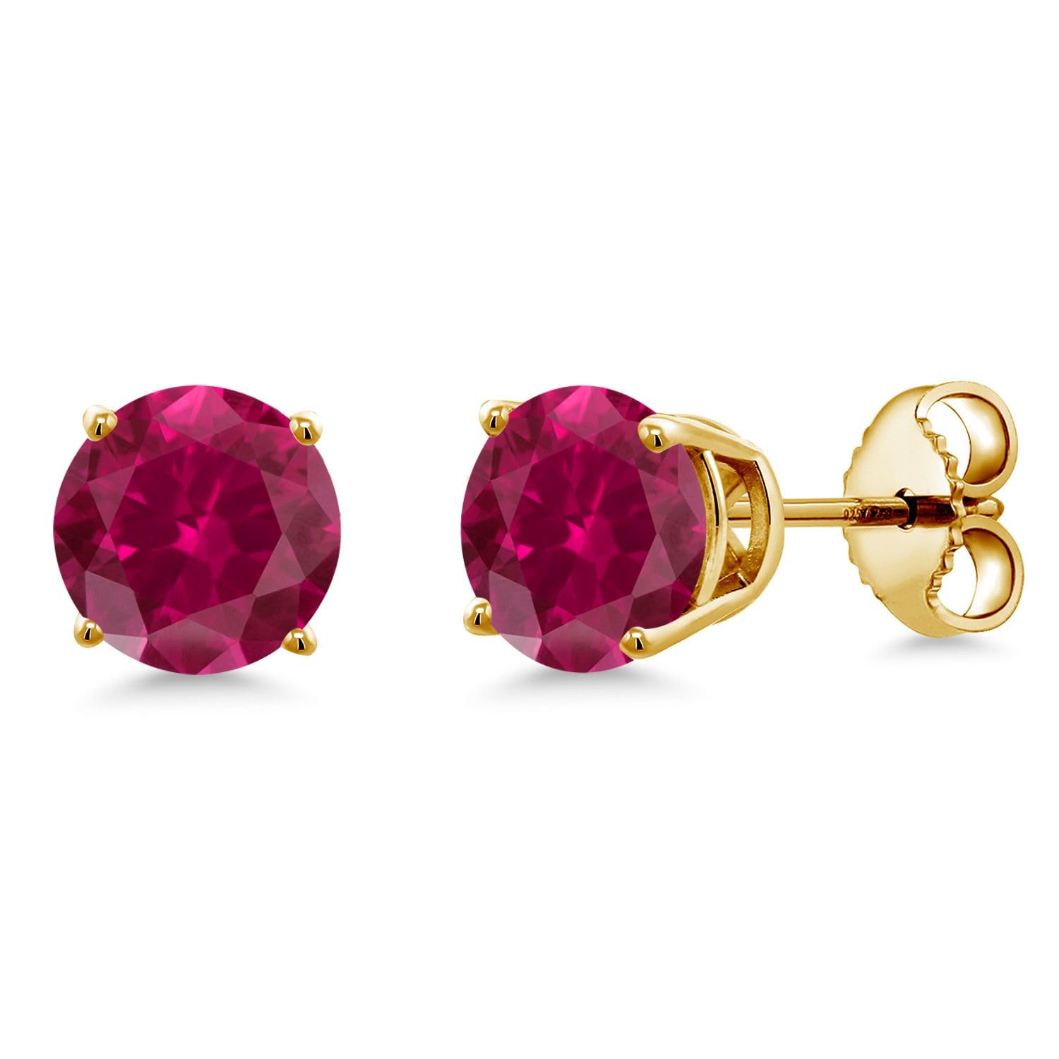 Gem Stone King 18K Yellow Gold Plated Sterling Silver 6MM Round Birthstone Stud Earrings for Women & Men | Personalized Jewelry Gift for Birthday, Anniversary & Special Occasions