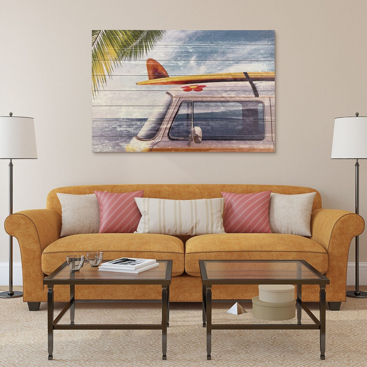 Beach Bound Digital Print on Solid Wood Wall Art - Coastal Decor for Living Room, Bedroom & Office - Handcrafted Wooden Wall Hanging for Beach House & Nautical Theme Interiors