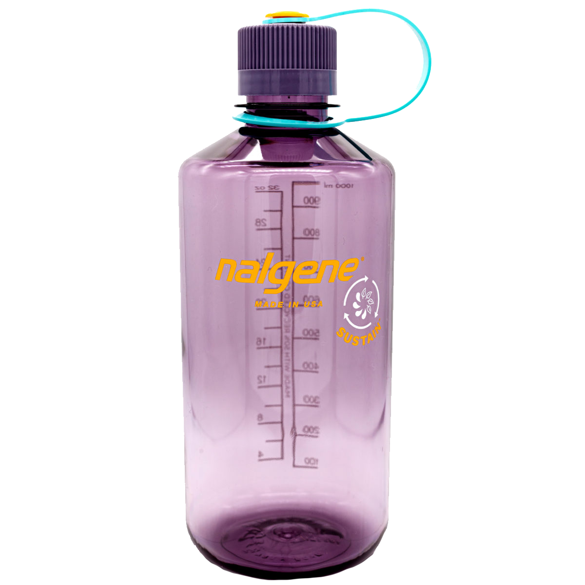 32oz Narrow Mouth Sustain Water Bottle - Aubergine (Eggplant) Color | Leak Proof, BPA Free | Perfect for Hiking, Gym & Outdoor Activities