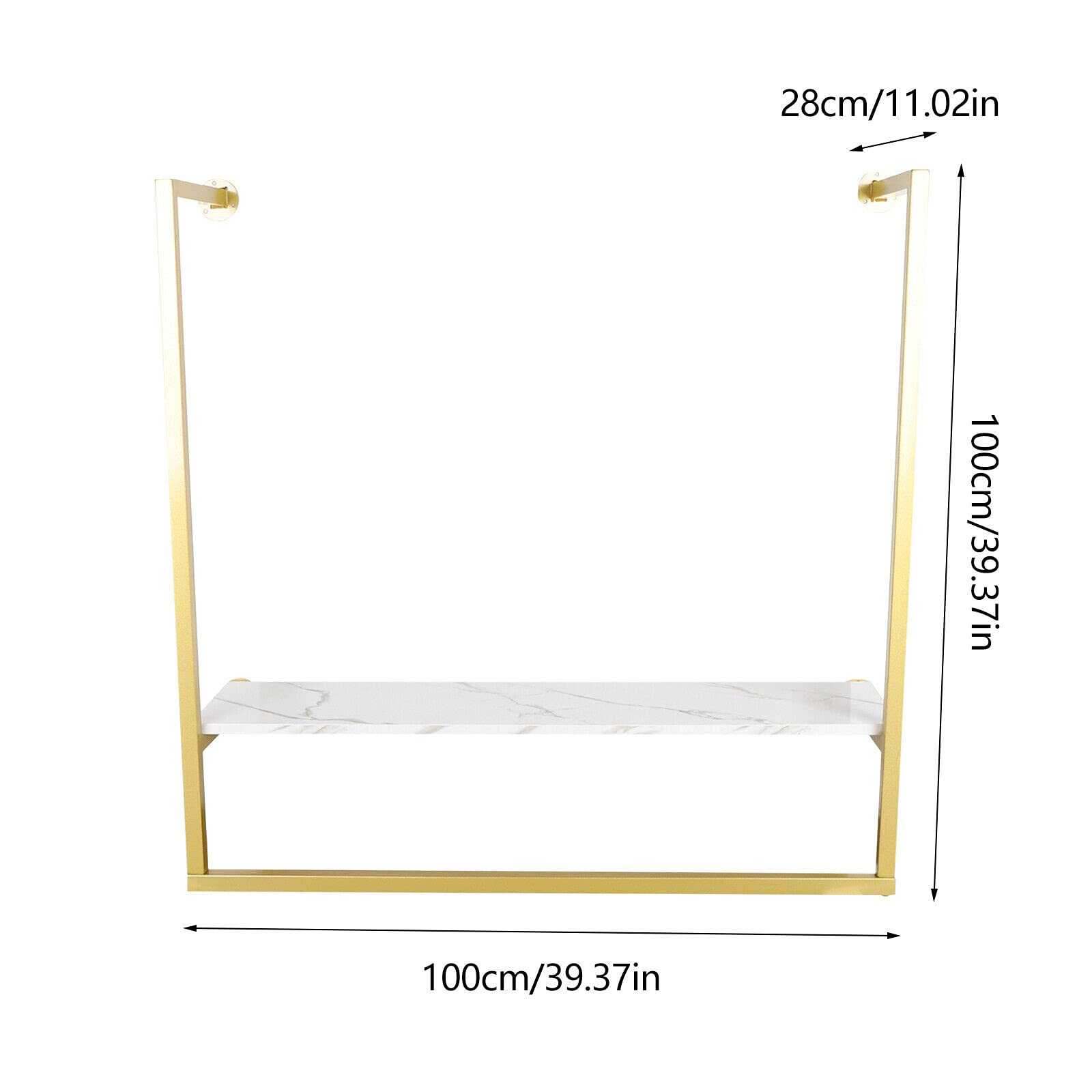 Wall Mounted Gold Clothes Rack - Heavy Duty Iron Garment Hanger for Home & Closet Organization - Holds 75kg/165lbs - Perfect for Bedroom, Laundry Room & Small Space Storage