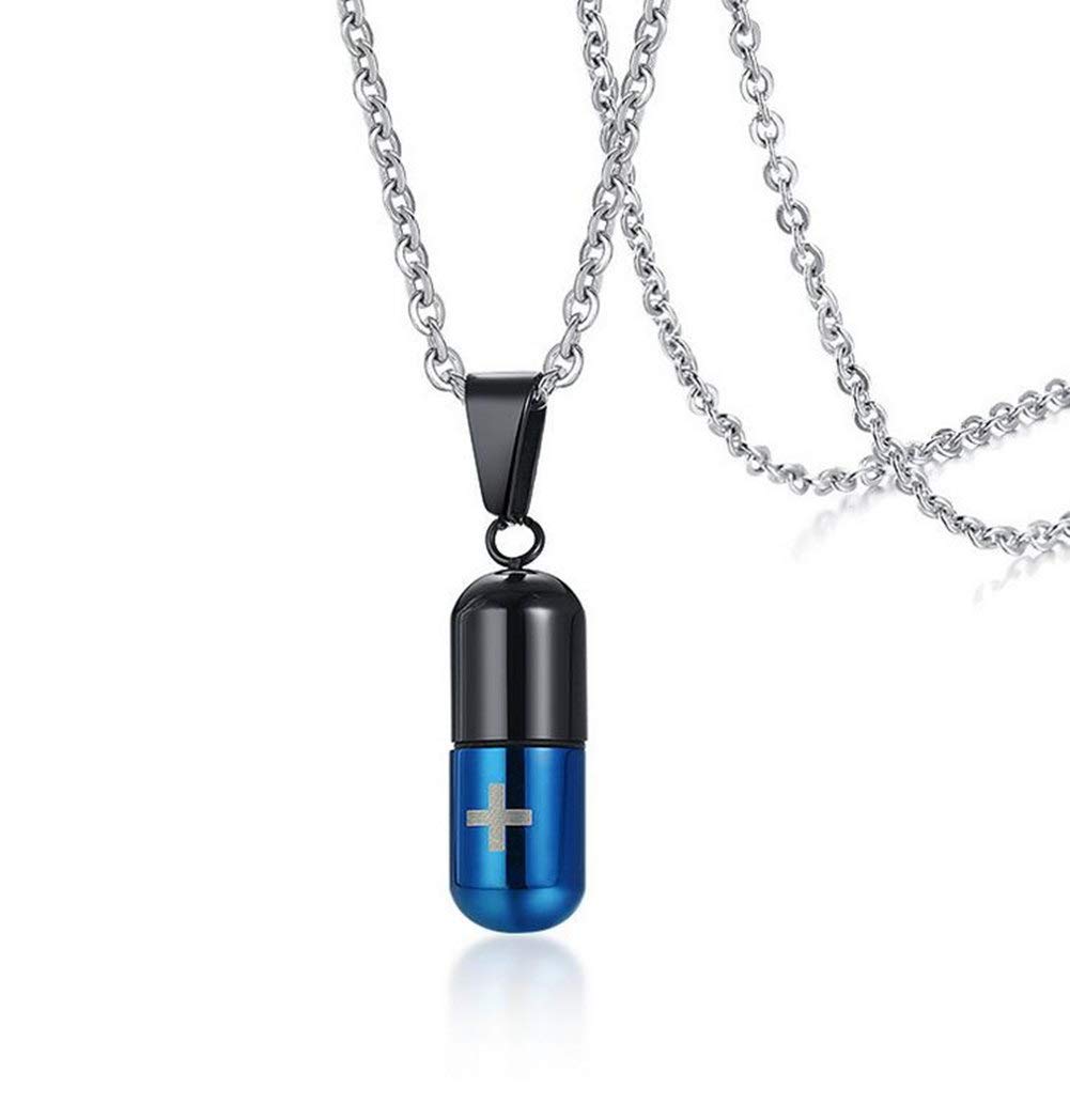 Stainless Steel Medical Alert ID Necklace for Men & Women - Emergency Pill Case Pendant with Engraved Medical Info - Perfect for Seniors, Diabetics & Allergy Sufferers