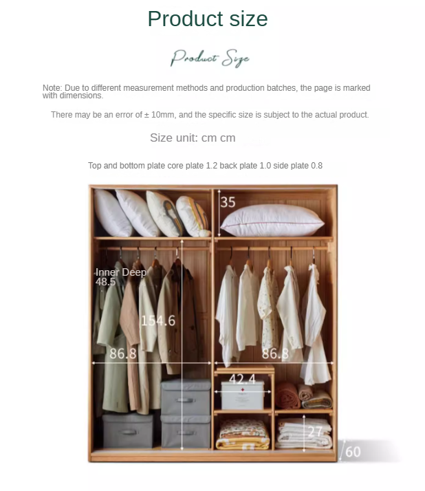Solid Oak Wood Sliding Door Wardrobe - Durable & Stylish Closet Storage for Bedroom, Living Room, and Office Organization