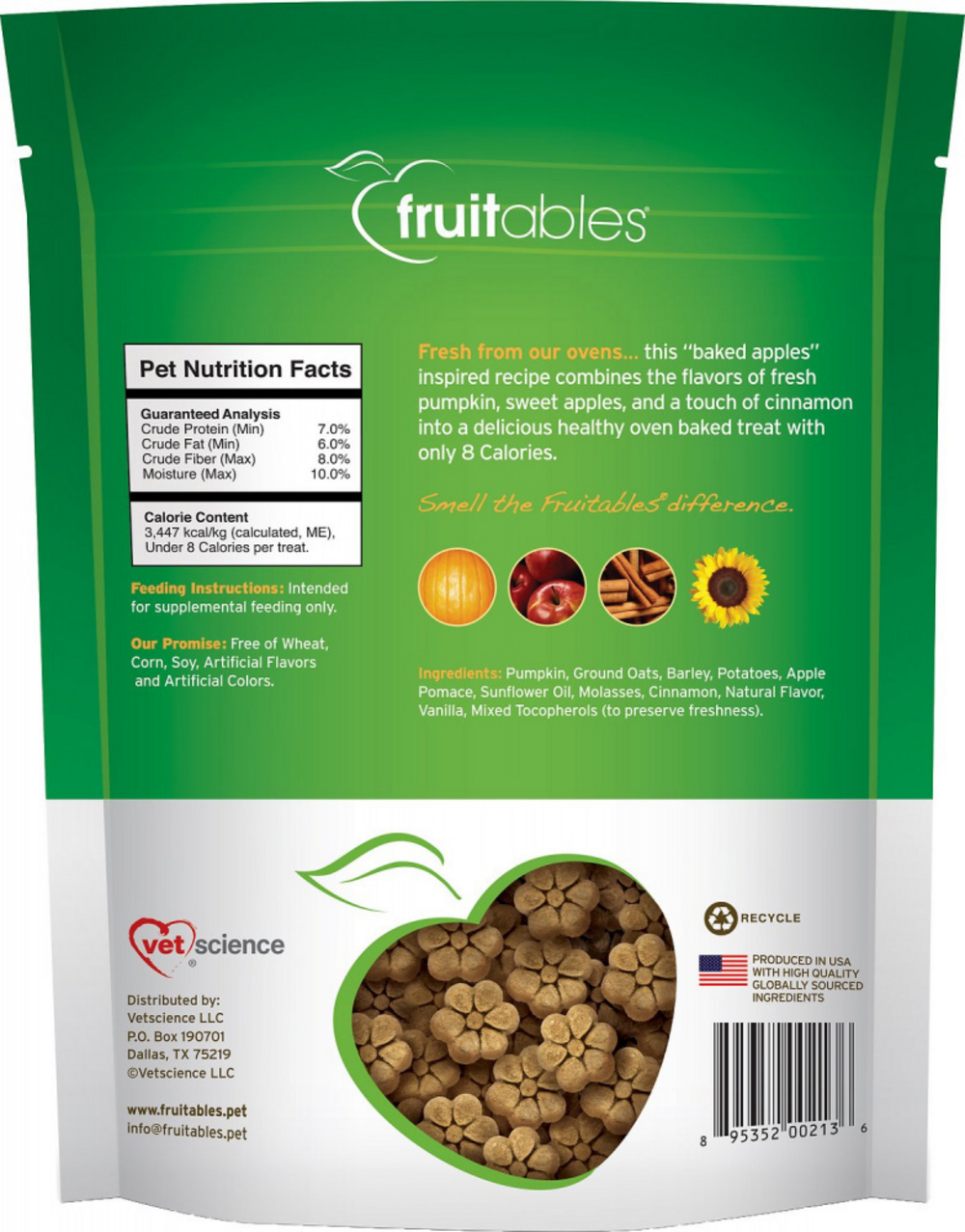 Fruitables Crunchy Pumpkin & Apple Dog Treats - Healthy Natural Snacks for Small & Large Dogs - Perfect for Training, Rewards & Dental Care