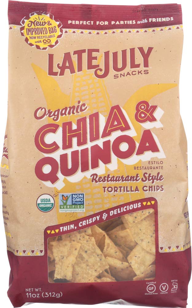 Organic Thin Multigrain Tortilla Chips by Late July Snacks - 11oz Pack | Gluten-Free, Non-GMO Snack for Parties, Picnics & Healthy Munching