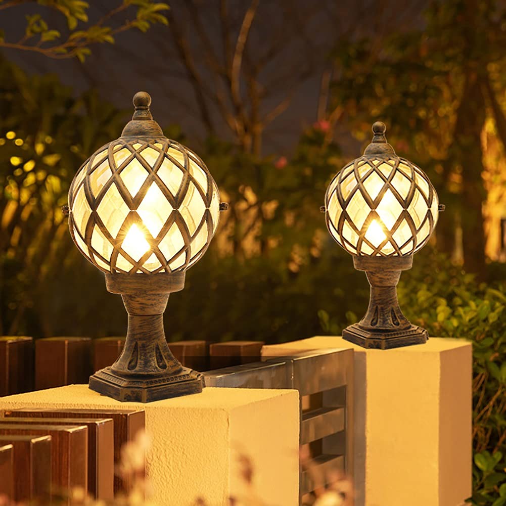 Brass LED Deck Post Lights - Waterproof Outdoor Post Cap Lighting, Ball Shaped Garden Pillar Lamp for Patio, Pathway & Landscape Illumination (Medium Size) - Perfect for Backyard, Deck, Walkway & Garden Decor