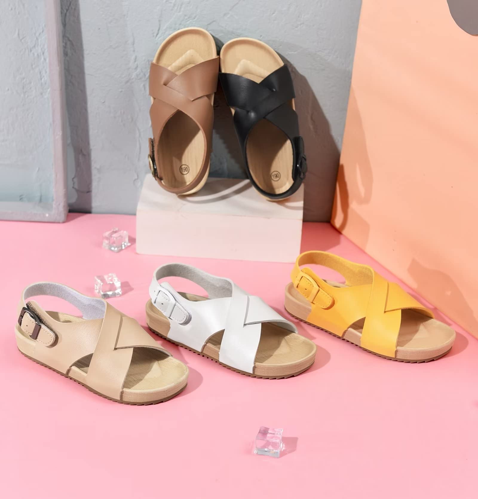 Cubufly Kids Sandals - Adjustable Cross Strap Open Toe Sandals for Boys & Girls | Summer Beach, Pool, Playground Shoes | Toddler to Big Kid Sizes (1-7 Years) | Indoor & Outdoor Comfortable Footwear
