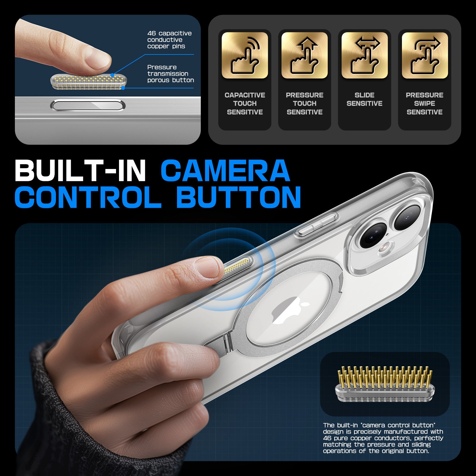 iPhone 16 6.1 Inch Unicorn Beetle MAG Stand Case - Slim Clear Protective Cover with MagSafe & Camera Control Button - Perfect for Work, Travel and Everyday Use