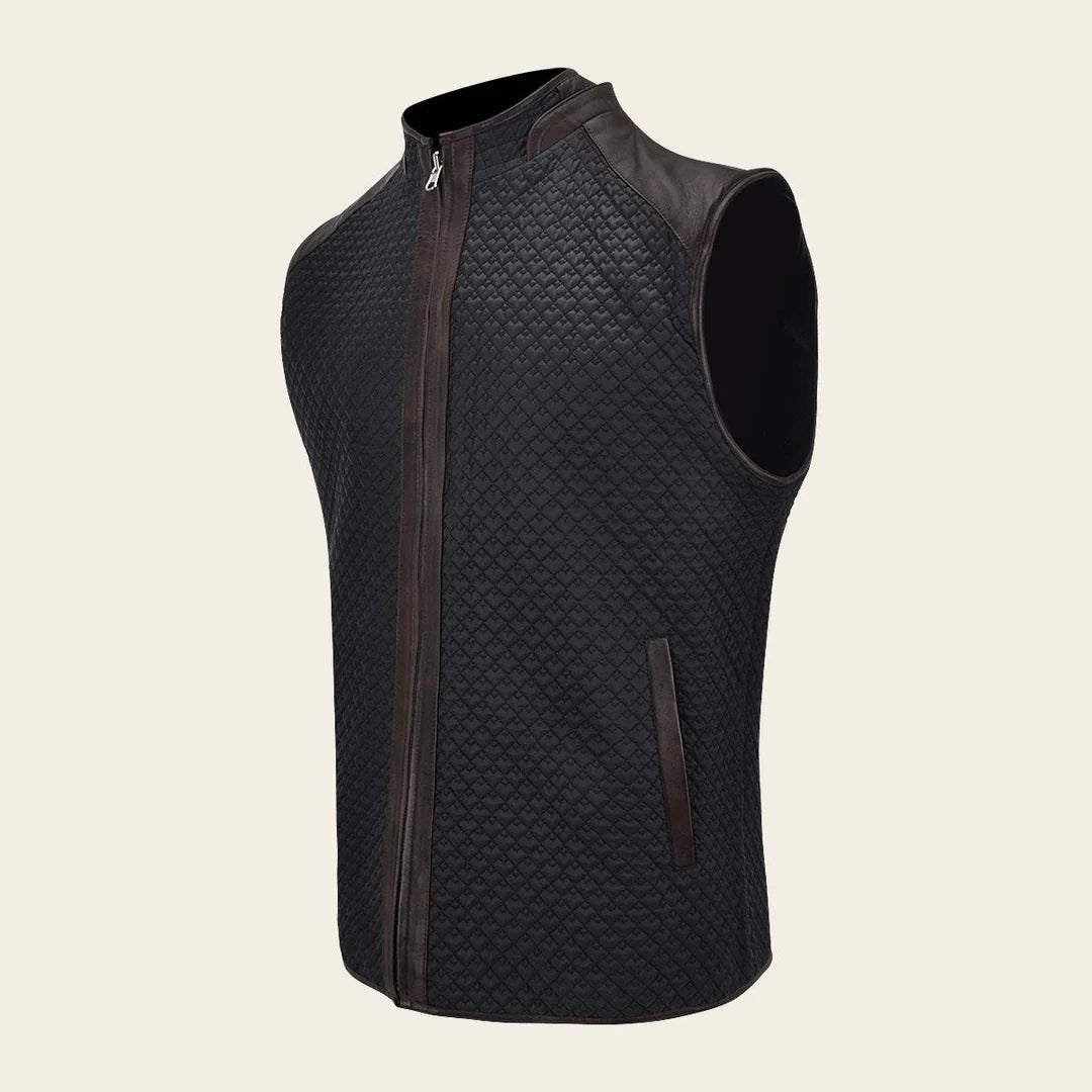 H344COC Men's Casual Fashion Leather Vest - Stylish Chocolate Brown Genuine Leather Jacket for Everyday Wear & Outdoor Activities