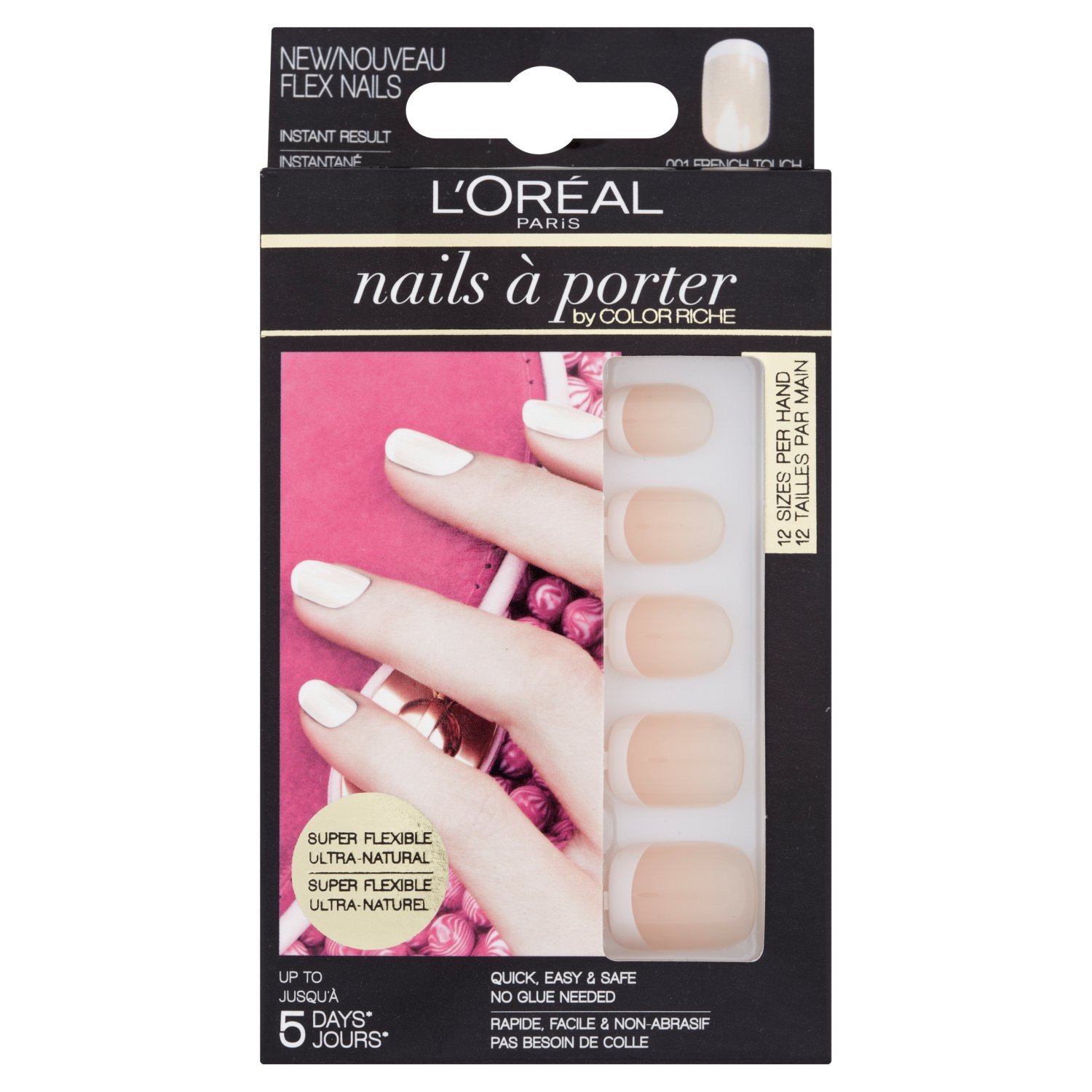 L'Oreal Paris Nails a Porter French Touch Nail Polish - Shade 001 | Long-Lasting Wear & Salon-Quality Finish for Everyday Elegance & Special Occasions