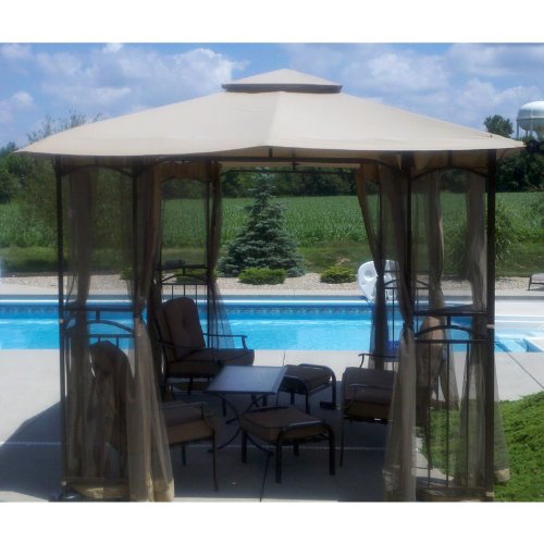 11 x 9 Feet Curved Corner Gazebo Replacement Canopy Top Cover - Waterproof & UV Resistant for Outdoor Patio, Garden, and Backyard Shelter