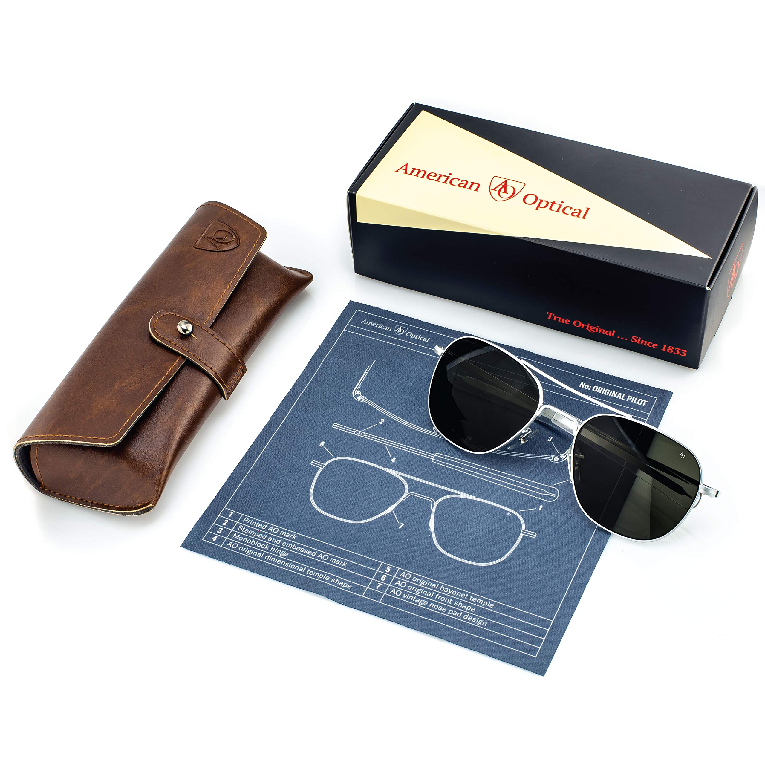 AO Original Pilot Sunglasses - Polarized SkyMaster Glass Lenses for Men & Women - UV Protection Aviator Sunglasses for Driving, Flying, and Outdoor Activities