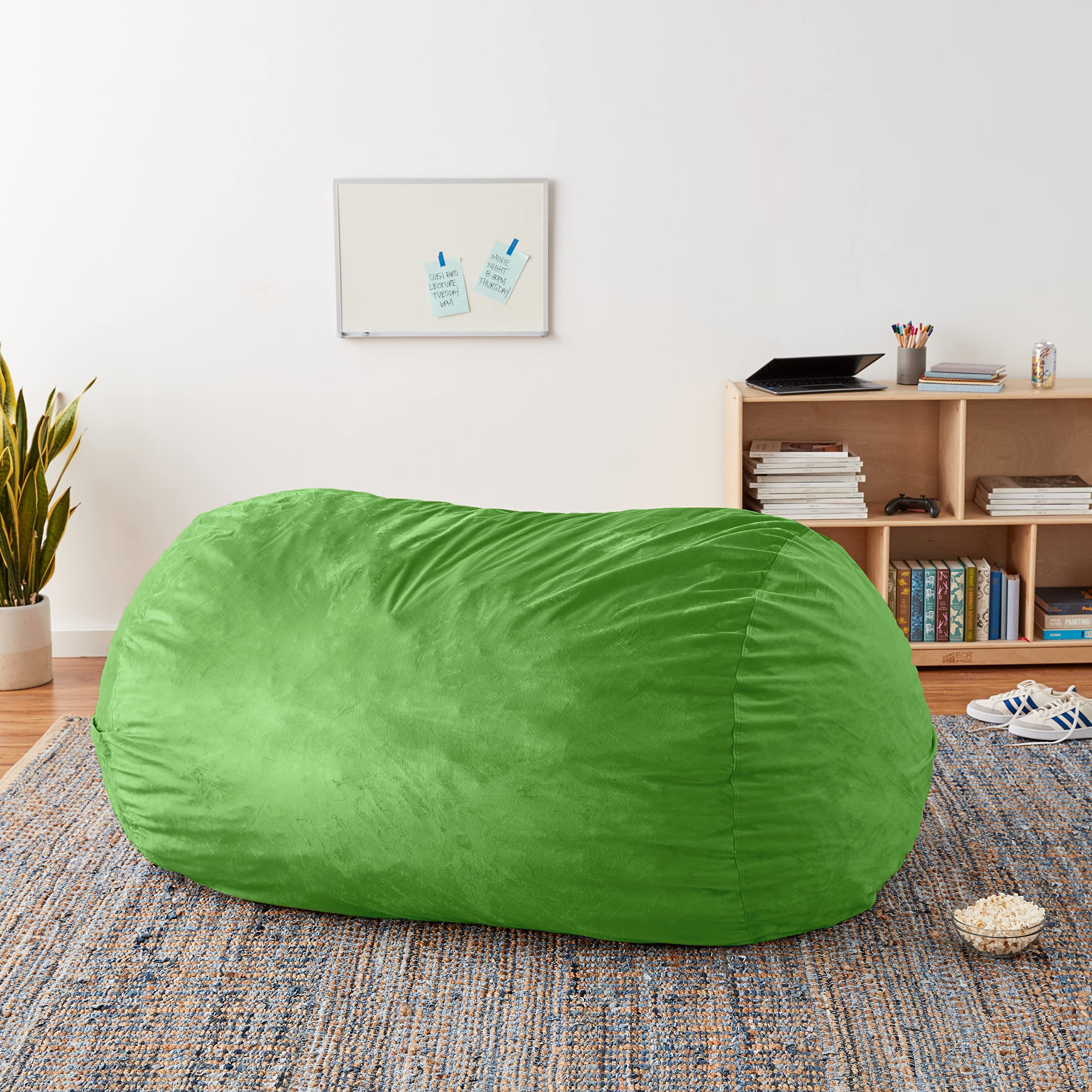 6-Foot Microsuede Bean Bag Chair Cover - Lime Green Chill Sack | Ultra Soft & Durable | Perfect for Living Rooms, Game Rooms & Dorm Decor