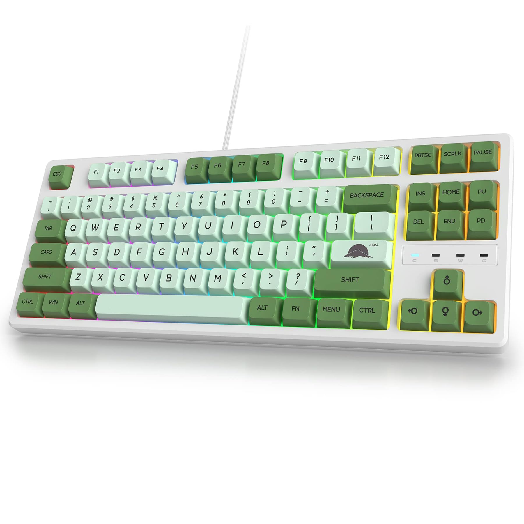 Fogruaden 75% Mechanical Keyboard with Red Switch, RGB Backlit Gaming Keyboard, 87 Keys Compact TKL Wired Keyboard for PC, Mac, Windows - Matcha Green | Perfect for Gaming, Typing & Office Work