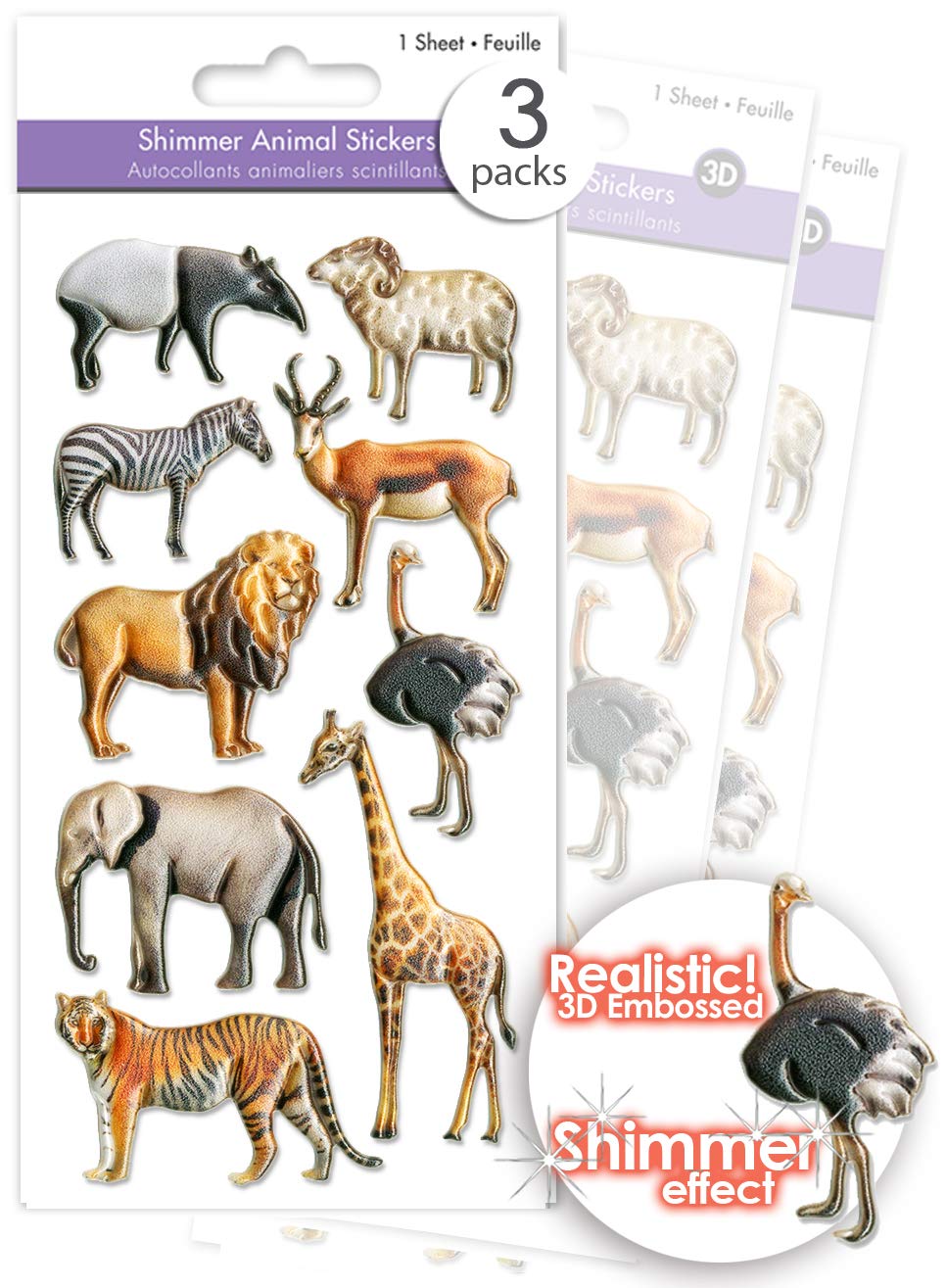 Puffy Animal Stickers for Kids - 27 Pack Bulk Cute Reward Stickers for Teachers, Toddlers & Boys - Fun 3D Classroom Incentives, Scrapbooking & DIY Projects