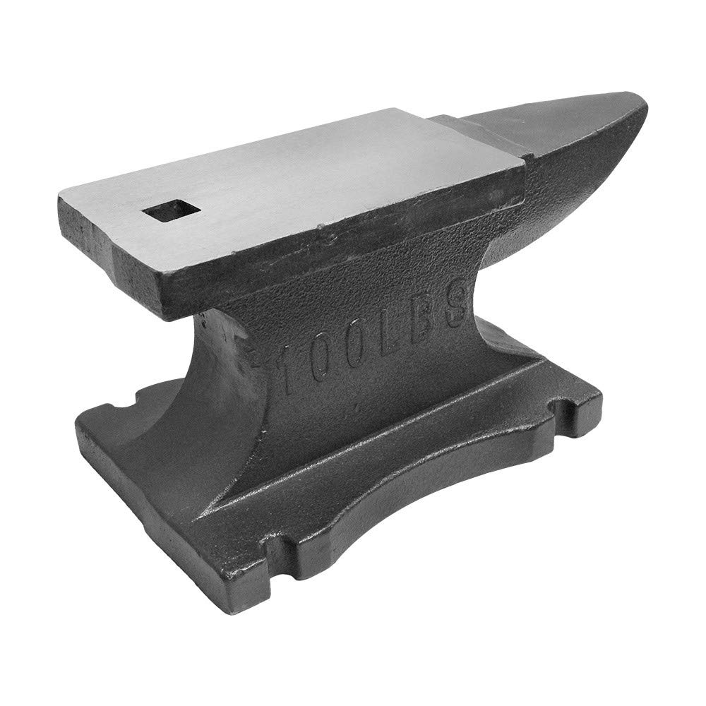 Prolinemax 100 Lbs Heavy Duty Cast Iron Anvil for Blacksmithing - Long Horn Design with Hardy Hole - Perfect for Metalworking, Forging, and DIY Projects