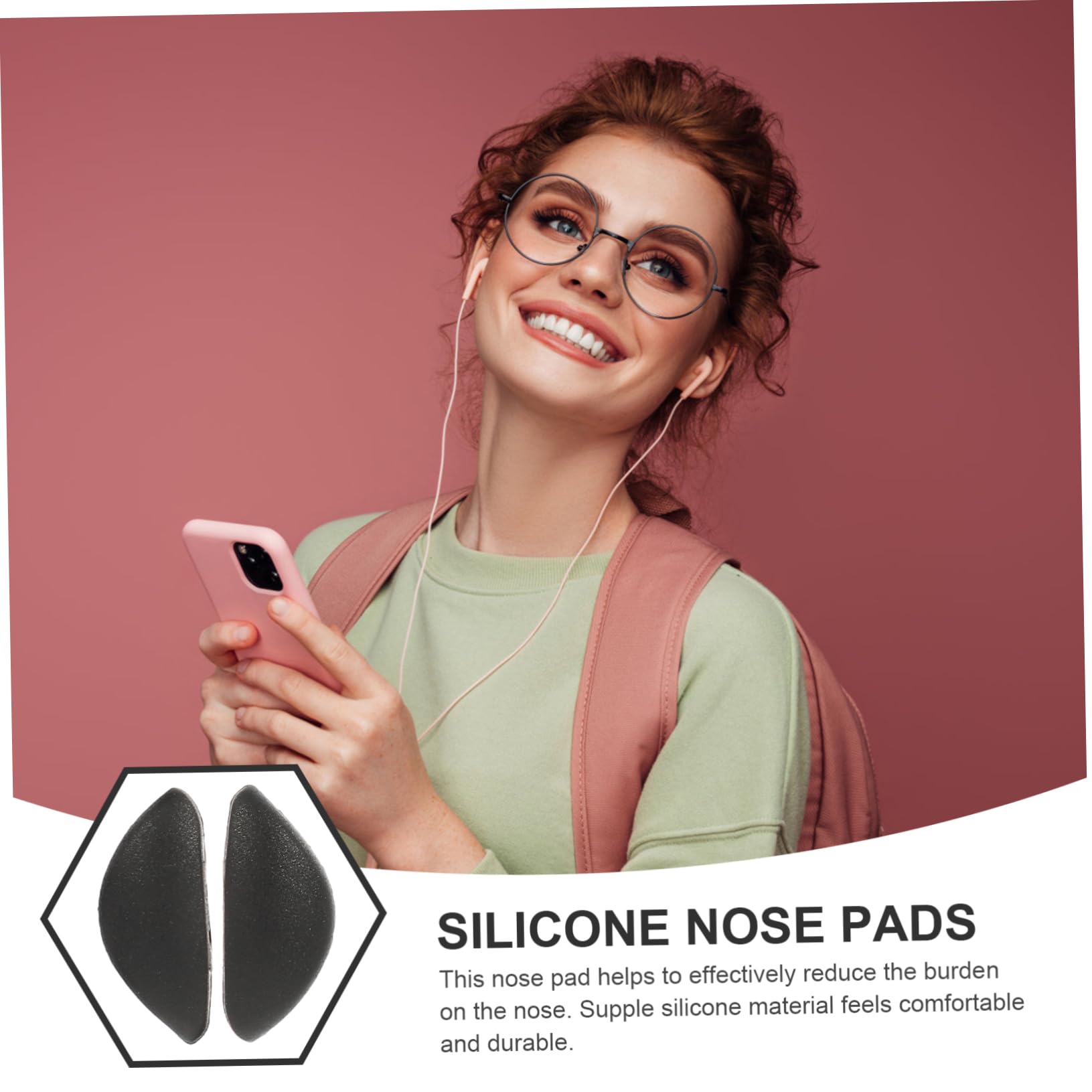 Hoement 10 Pairs Silicone Nose Pads for Glasses - Interchangeable Eyeglass Frame Replacement Nose Pads - Comfortable Anti-Slip Glasses Accessories for Reading, Computer Work and Outdoor Activities