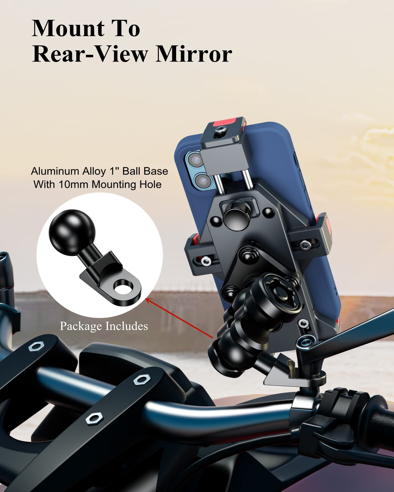 BRCOVAN Motorcycle Phone Mount with 15W Qi Wireless Charger & Vibration Dampener - Anti-Theft, Anti-Shake Adjustable Handlebar Holder for 4.7