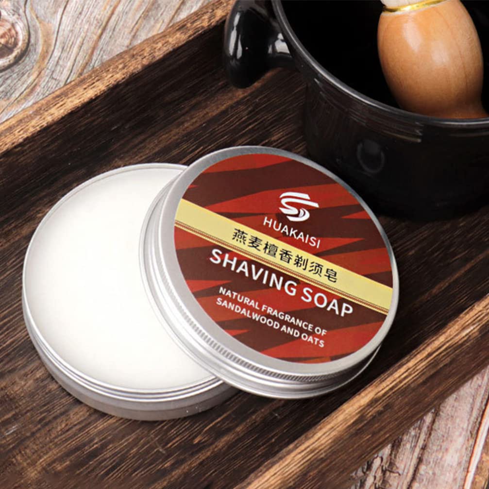 FRCOLOR Natural Shaving Soap Bar for Men - Coconut Oil Beard & Mustache Care Kit with Foaming Facial Butter - Perfect for Daily Grooming, Travel & Gift Sets