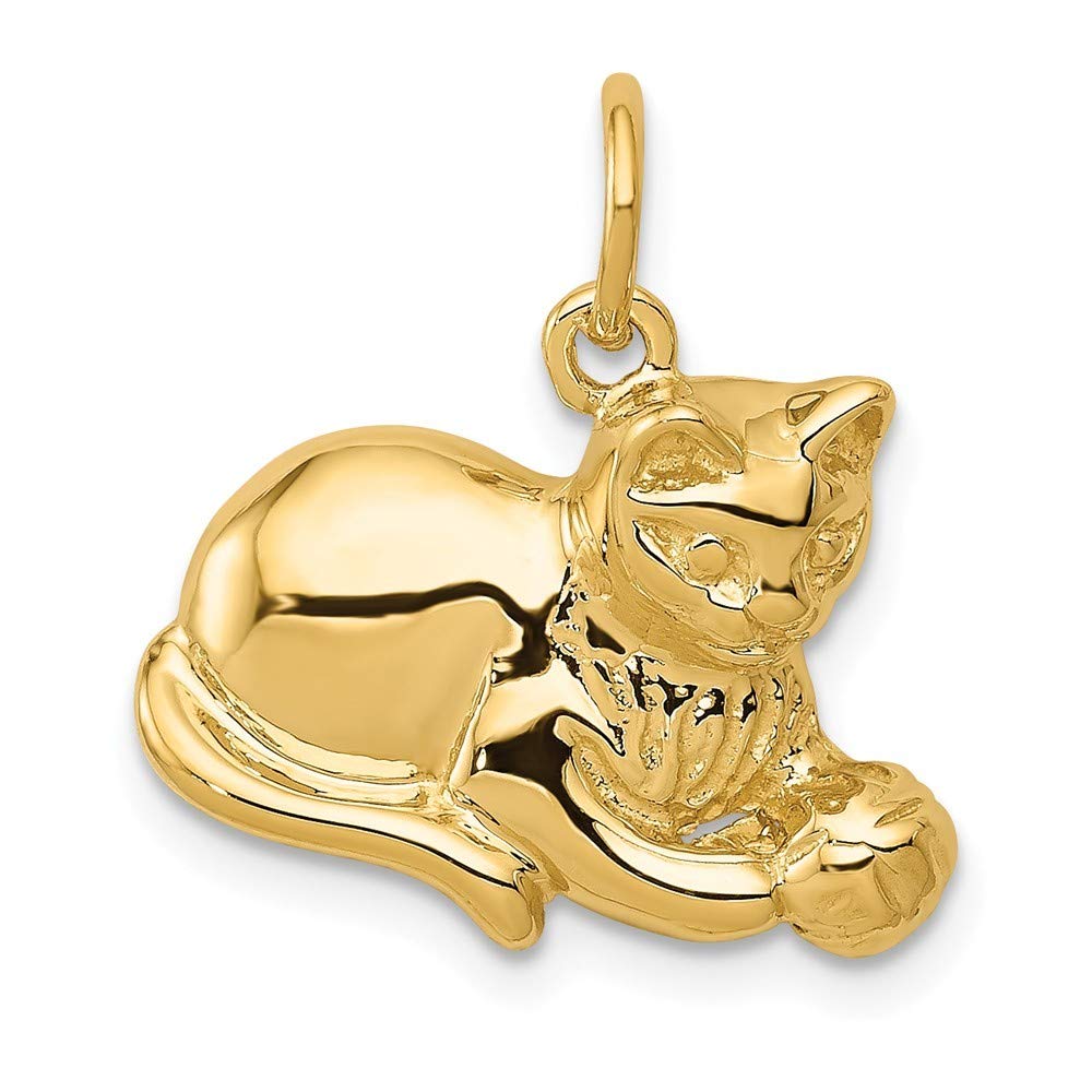 14K Yellow Gold Cat Charm Pendant Necklace - Elegant & Dainty Jewelry for Women - Perfect Gift for Cat Lovers, Birthdays & Anniversaries - Wear Daily or for Special Occasions
