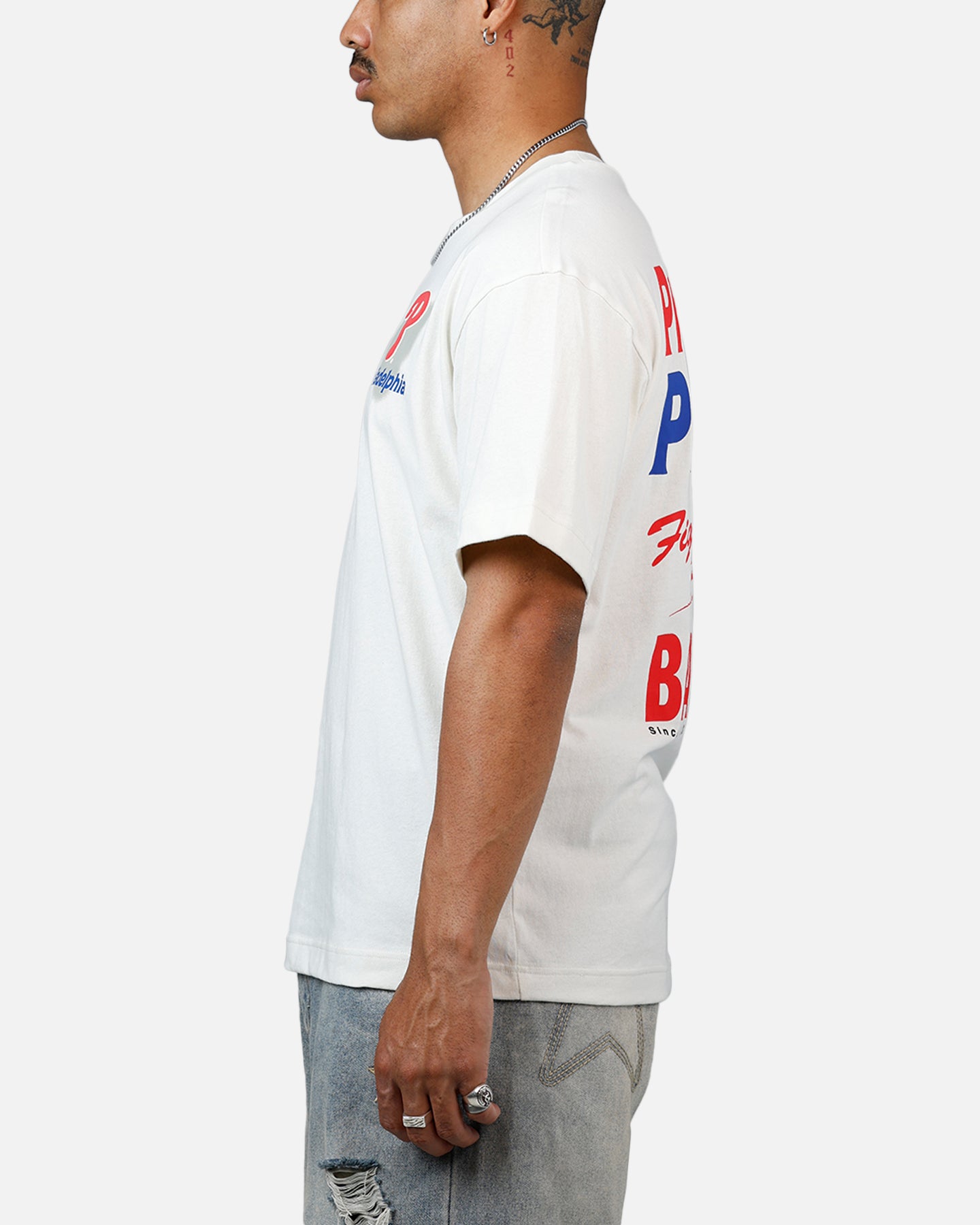 47 Brand Philadelphia Phillies All Fire T-Shirt - White | Officially Licensed MLB Fan Apparel for Men & Women | Perfect for Game Day, Tailgating & Casual Wear