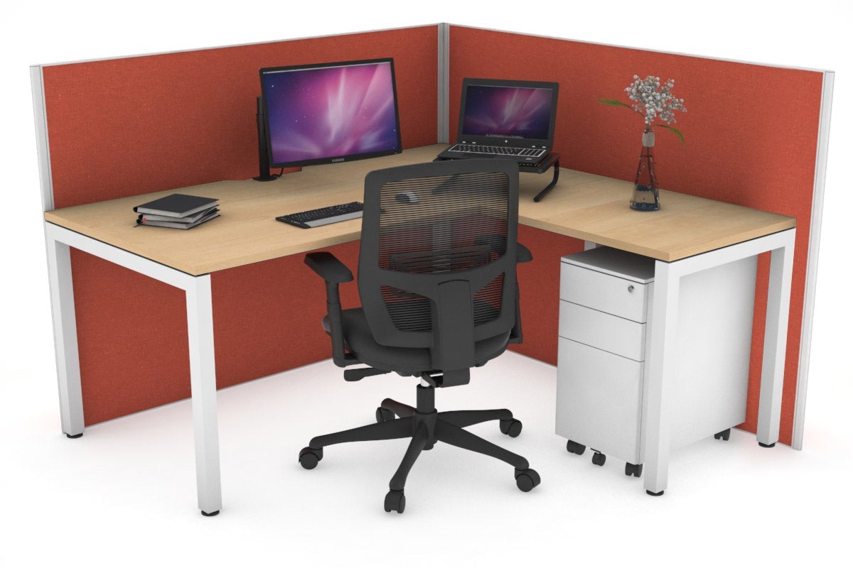 Horizon Quadro Square Legs L-Shaped Corner Office Desk - 1800L x 1550W with Cable Management | Modern Home Office & Gaming Desk for Small Spaces