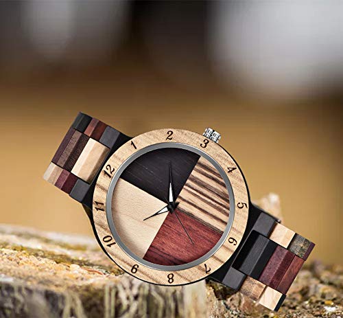 Stylish Unisex Wooden Watch for Women & Men - Handmade Zebra Wood & Bamboo Bracelet, Unique Geometric Design, Elegant Quartz Movement - Perfect for Casual Wear, Outdoor Adventures & Eco-Friendly Gifts