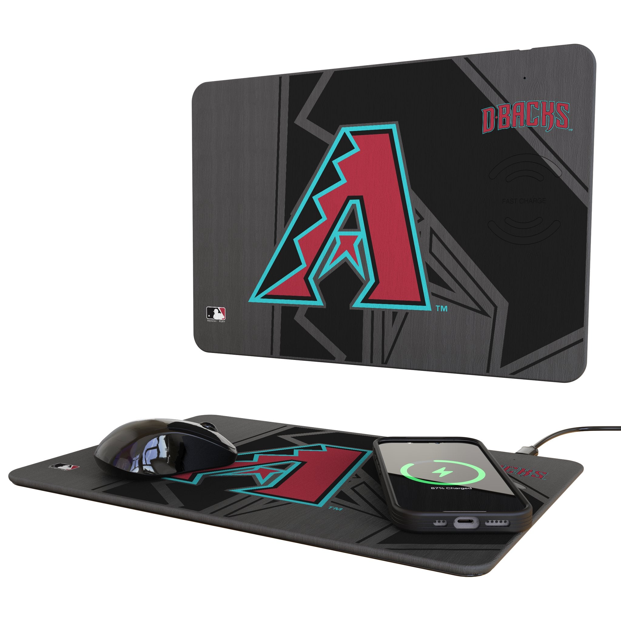 Arizona Diamondbacks Monocolor Tilt 15W Fast Wireless Charger with Mouse Pad - Perfect for Office, Gaming & Home Desk Setup