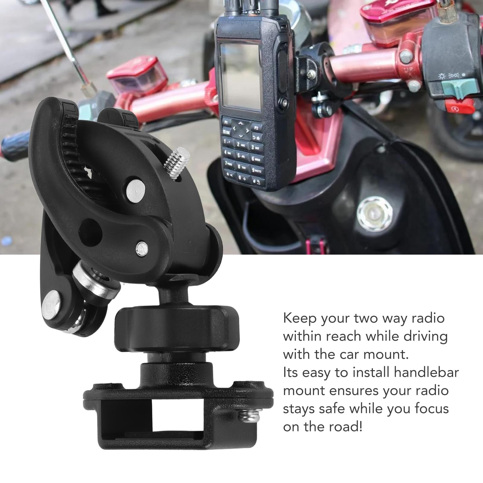Adjustable Handheld Radio Bike Mount - Universal Talkie Bracket Compatible with Anytone, Baofeng, Icom, Kenwood & More - Perfect for Cycling, Motorcycling & Outdoor Adventures