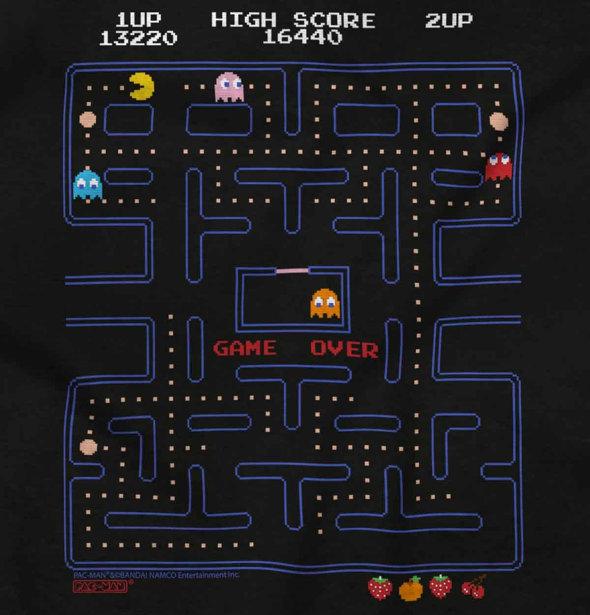 Pacman Game Over Retro Video Gaming Women's Graphic Tee - Vintage Arcade Style T-Shirt for Casual Wear & Gaming Events