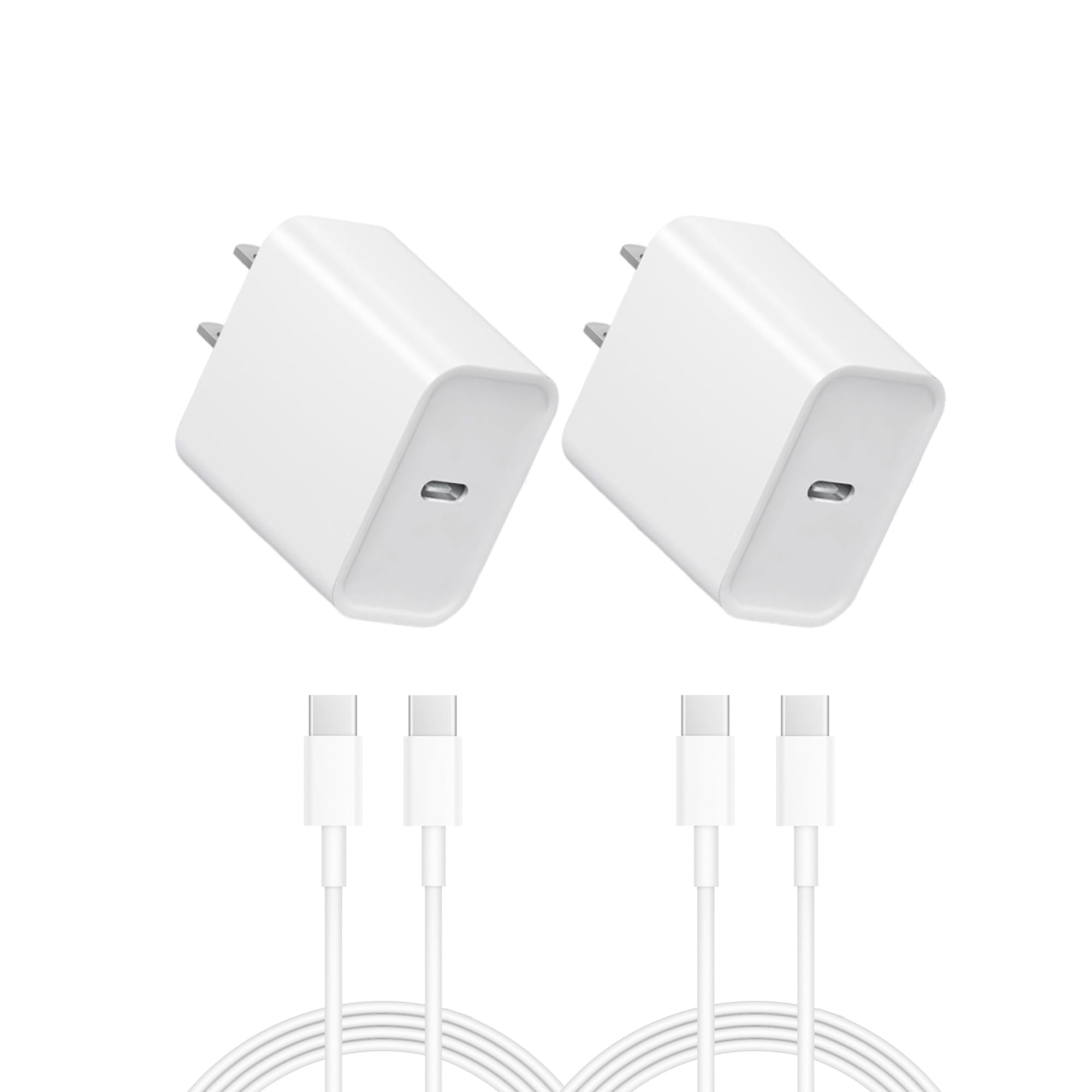 Fast Charging USB C Charger Block for iPhone 16/15 Series & Samsung - 2 Pack Type C Cable Included - Perfect for Home, Office & Travel Charging
