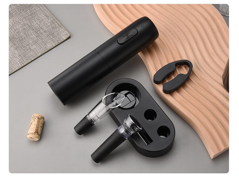Premium Electric Corkscrew - 6-in-1 Wine Opener Set with Charging Base, Aerator, Foil Cutter, Stopper & Vacuum Seal | Automatic Bottle Opener for Red Wine, White Wine & Champagne | Perfect for Dinner Parties, Weddings & Home Bars