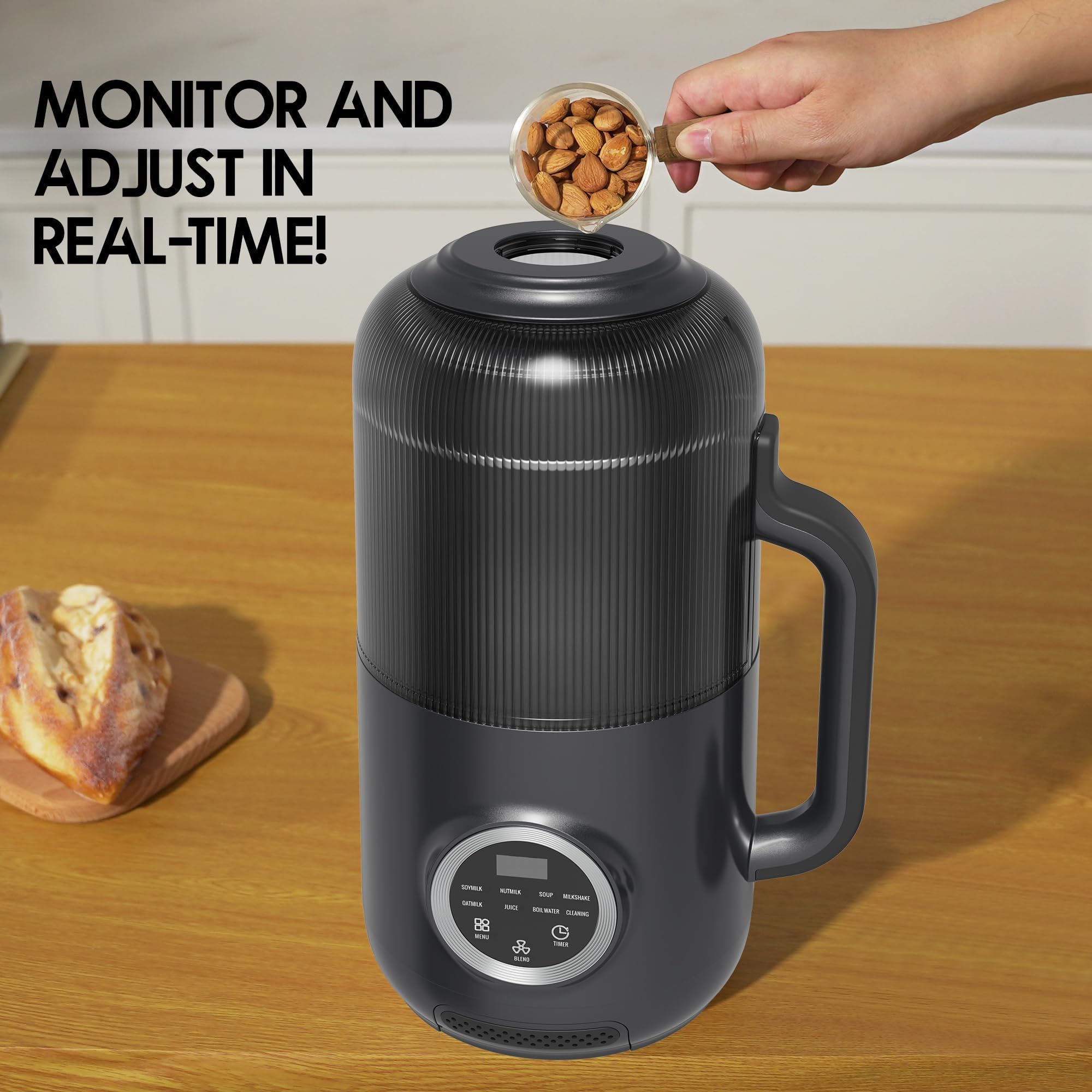 10-in-1 Electric Nut Milk Maker & Blender - 40oz for Homemade Almond, Oat, Soy, Coconut Milk, Juice & Soup - Auto Clean, Delay Start, Boil Water & Keep Warm - Perfect for Vegan, Keto & Healthy Lifestyle (Black) - Kitchen Essential for Smoothies, Baby Food & Meal Prep