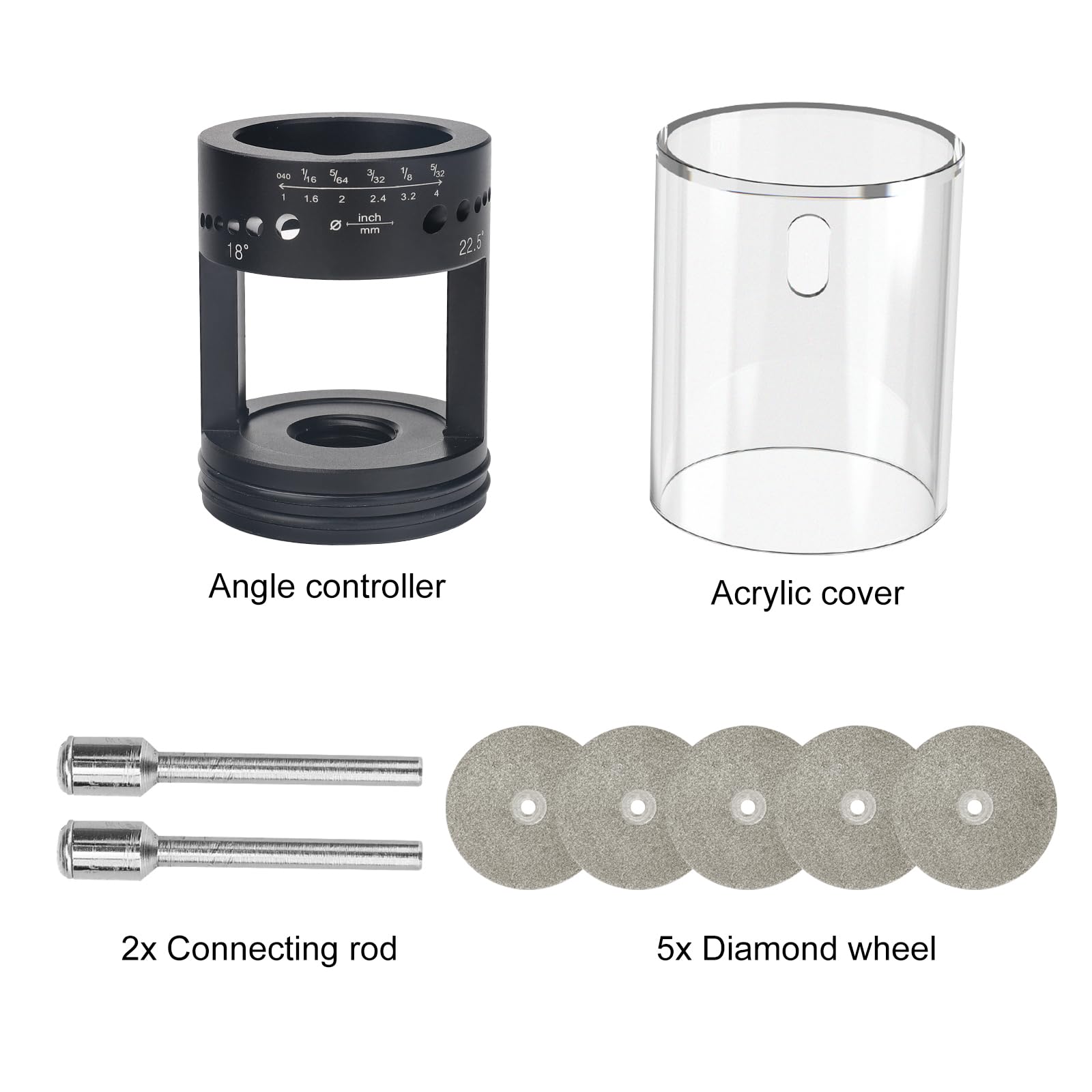 Premium TIG Welding Tungsten Electrode Sharpener Grinder - 24 Hole Aluminum Head with 6 Sizes & 4 Angles, Dust Housing, 2 CNC Mandrels & 5 Diamond Wheels - Compatible with Most Rotary Tools - Perfect for Welding, Metalworking & DIY Projects