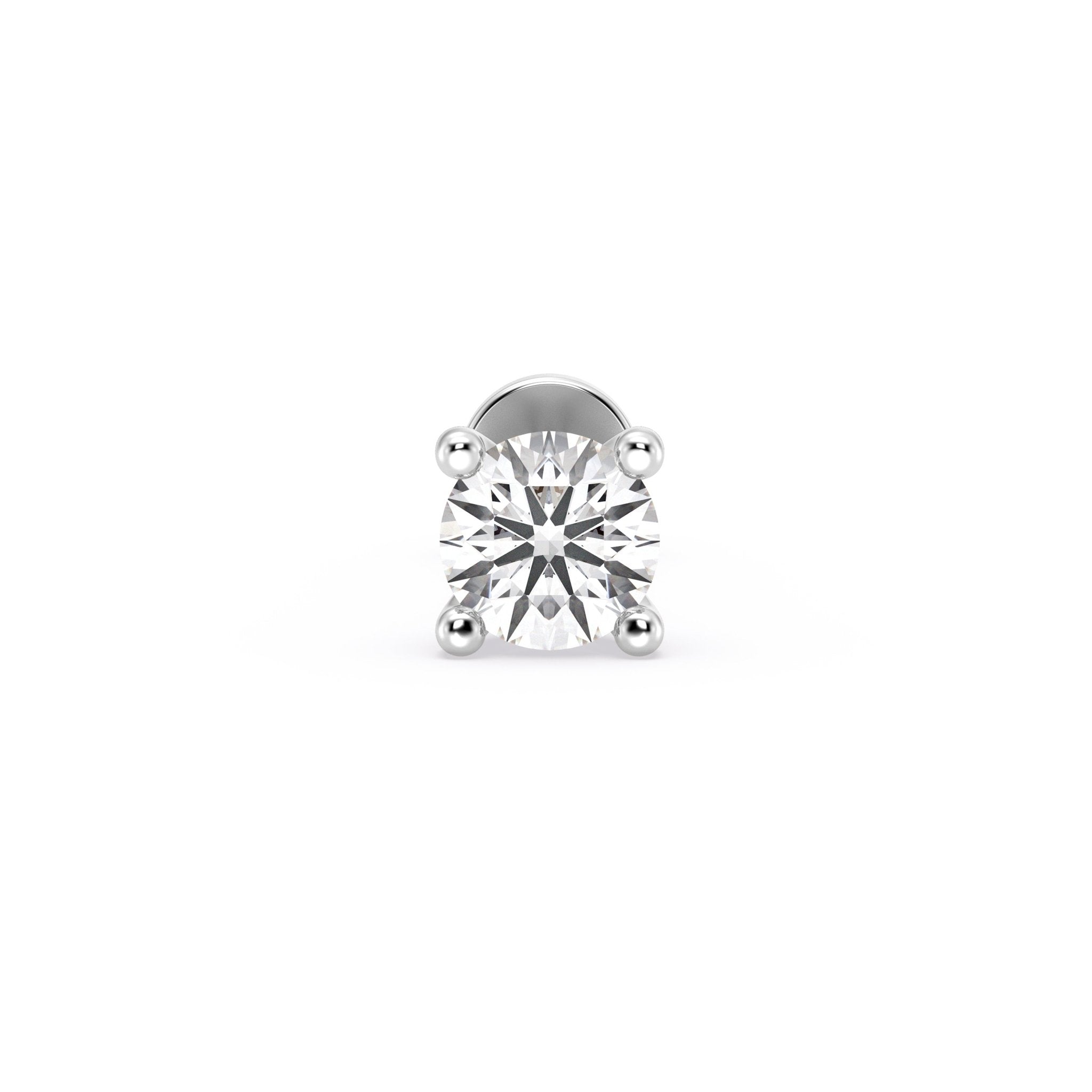 14K White Gold Diamond Threaded Flat Back Stud Earrings for Women - Perfect for Everyday Wear, Parties & Special Occasions