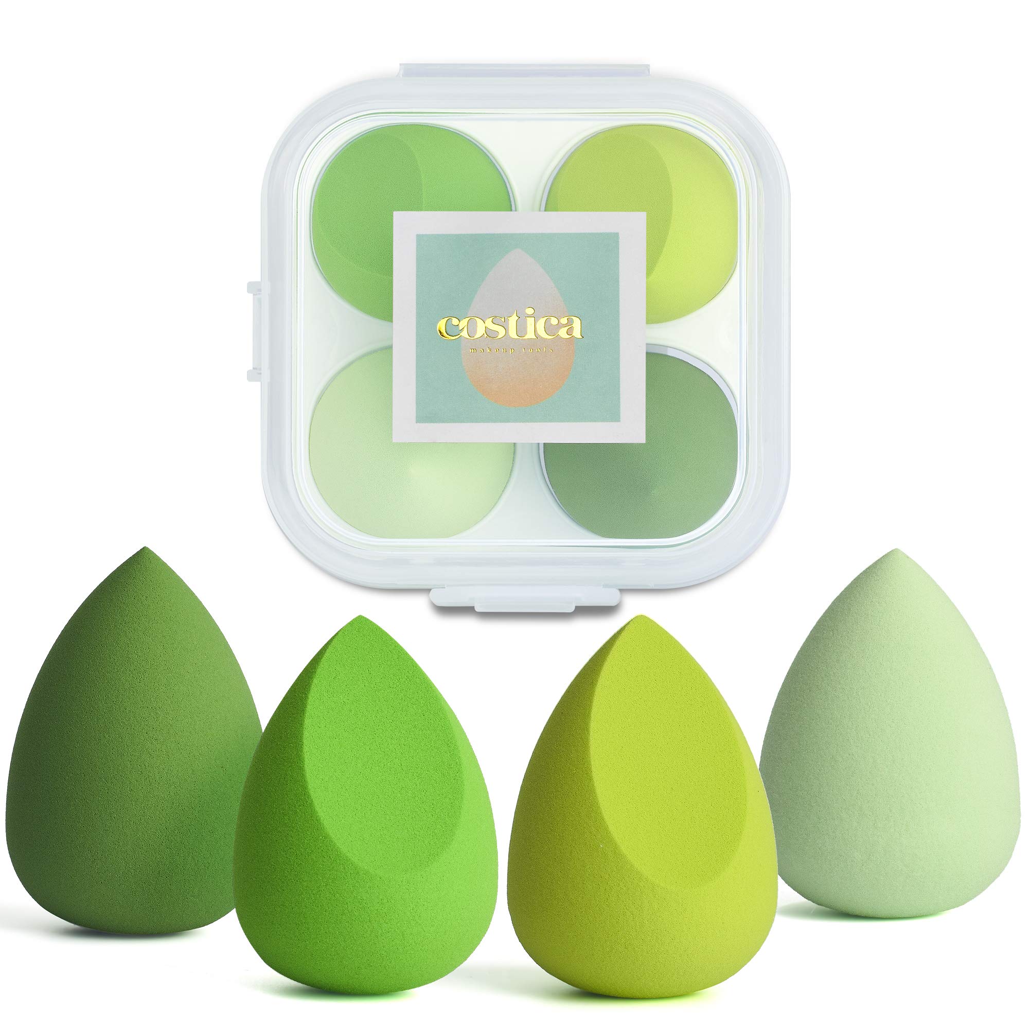COSTICA Makeup Sponge Set - 4 Pack Beauty Blender for Liquid Foundation, Concealer & Cream Makeup - Soft & Flawless Application - Avocado Series (Multi-Colored) - Perfect for Professional Makeup Artists & Everyday Beauty Routine