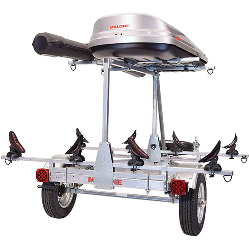 Malone MicroSport LowBed 2 Boat Saddle Up Pro Kayak Trailer Package with 2nd Tier - Heavy Duty Kayak & Canoe Carrier for Secure Transport - Perfect for Road Trips, Fishing Adventures & Water Sports Enthusiasts
