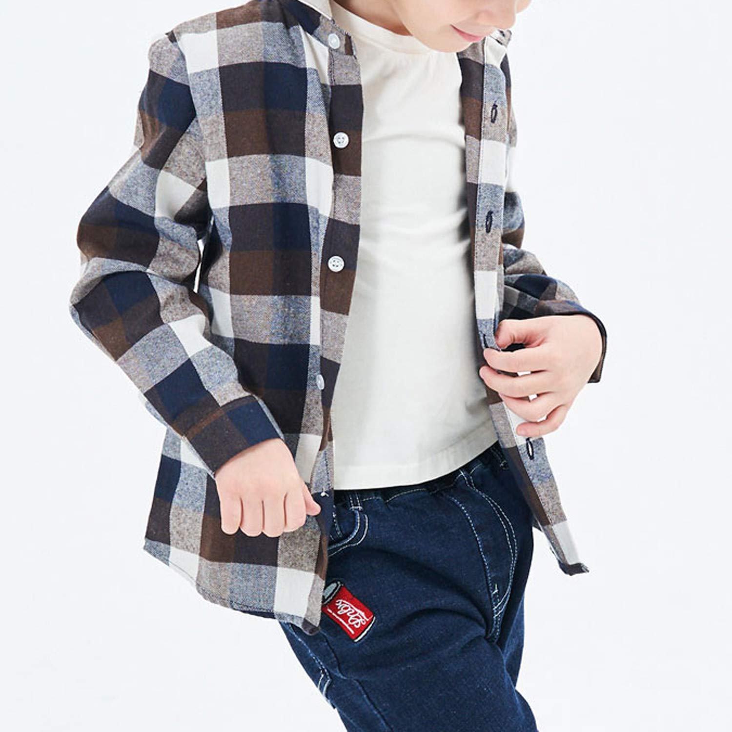 Boys Girls Plaid Flannel Shirts Long Sleeve Button Down Dress Shirts for Toddler Kids 2T-8T - Perfect for School, Playdates & Family Photos