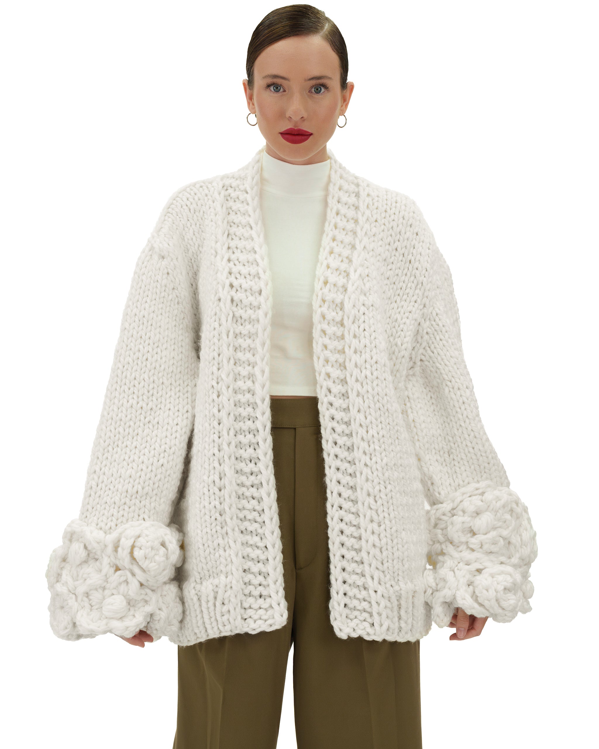 Floral Sleeves Cardigan for Women - Lightweight Open Front Knit Sweater with Floral Embroidery | Perfect for Spring Outfits, Office Wear & Casual Dates