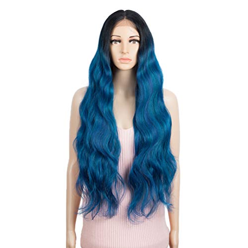 32 Inch Long Wavy Lace Front Wig with Baby Hair - Heat Resistant Synthetic Fiber Wig for Women (OCEANDEEP) | Perfect for Cosplay, Daily Wear & Special Occasions