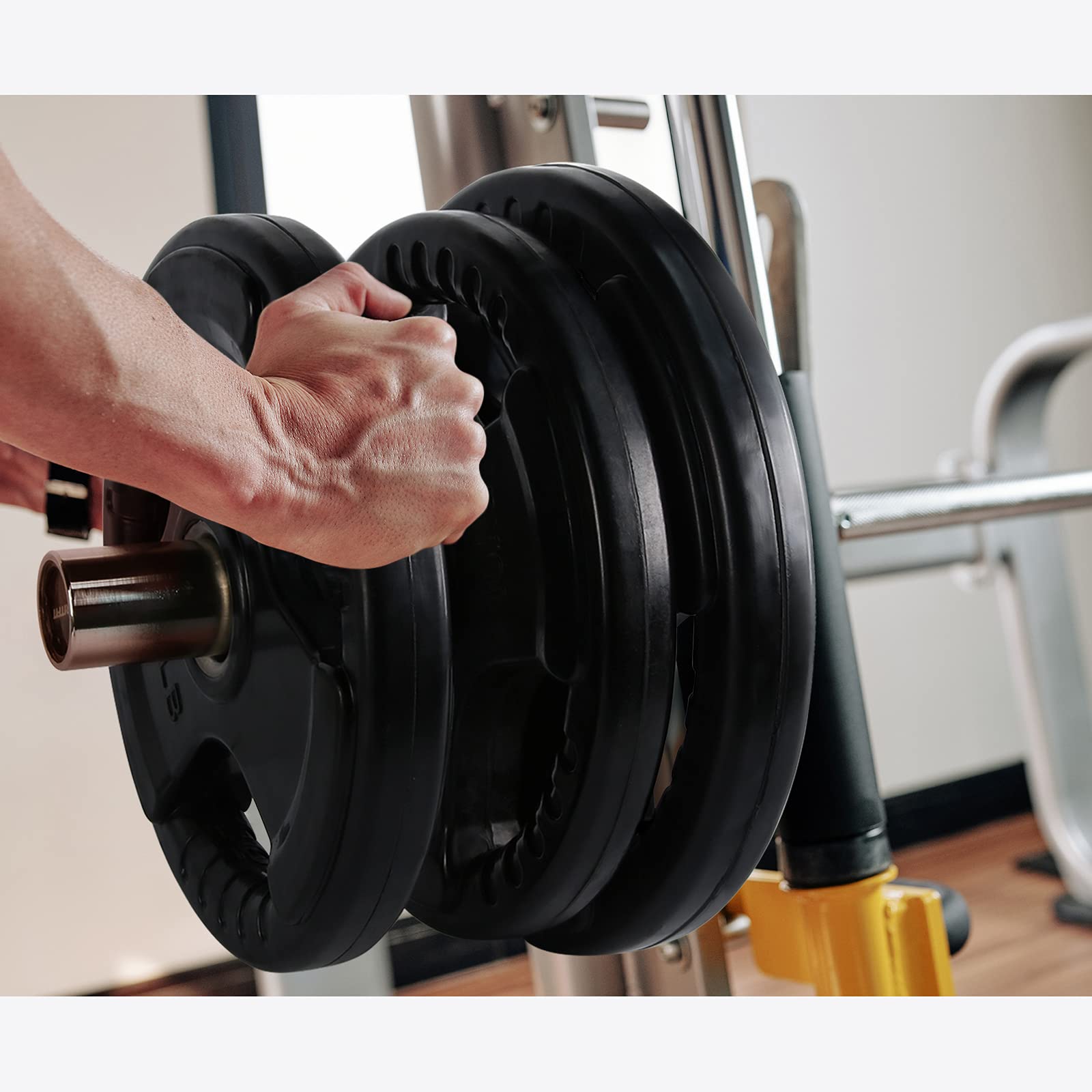 RitFit Olympic Rubber Grip Plates for Barbell - 2-Inch Weight Plates for Weightlifting & Strength Training - Home & Gym Use - Single, Pair & Sets (2.5/5/10/25/35/45 LB) - Perfect for CrossFit, Powerlifting & Home Workouts
