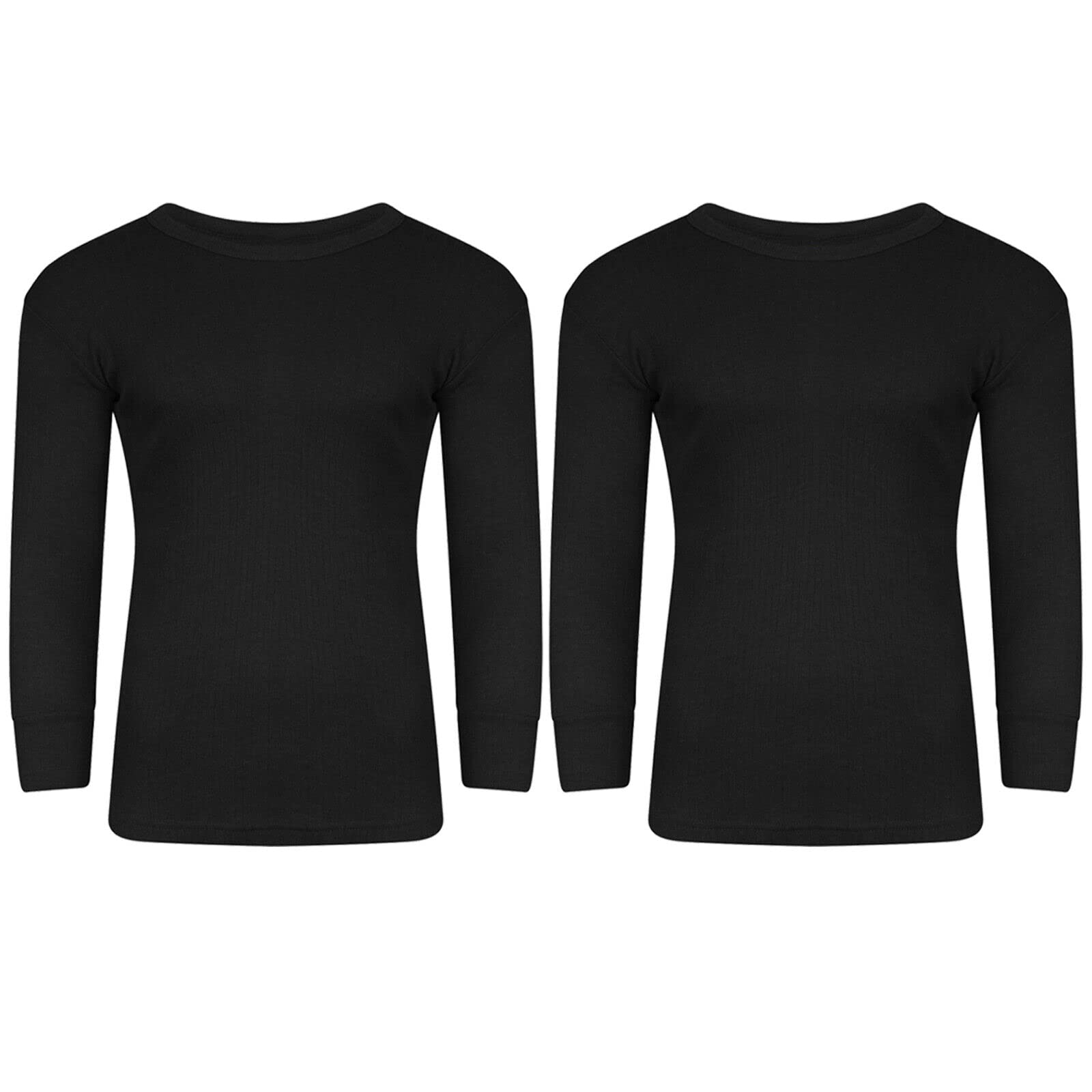 SOHOBABY 2 Pack Kids Black Thermal Underwear Set - Warm Long Johns & Long Sleeve Tops for Winter - Perfect for Cold Weather, Outdoor Activities & Layering