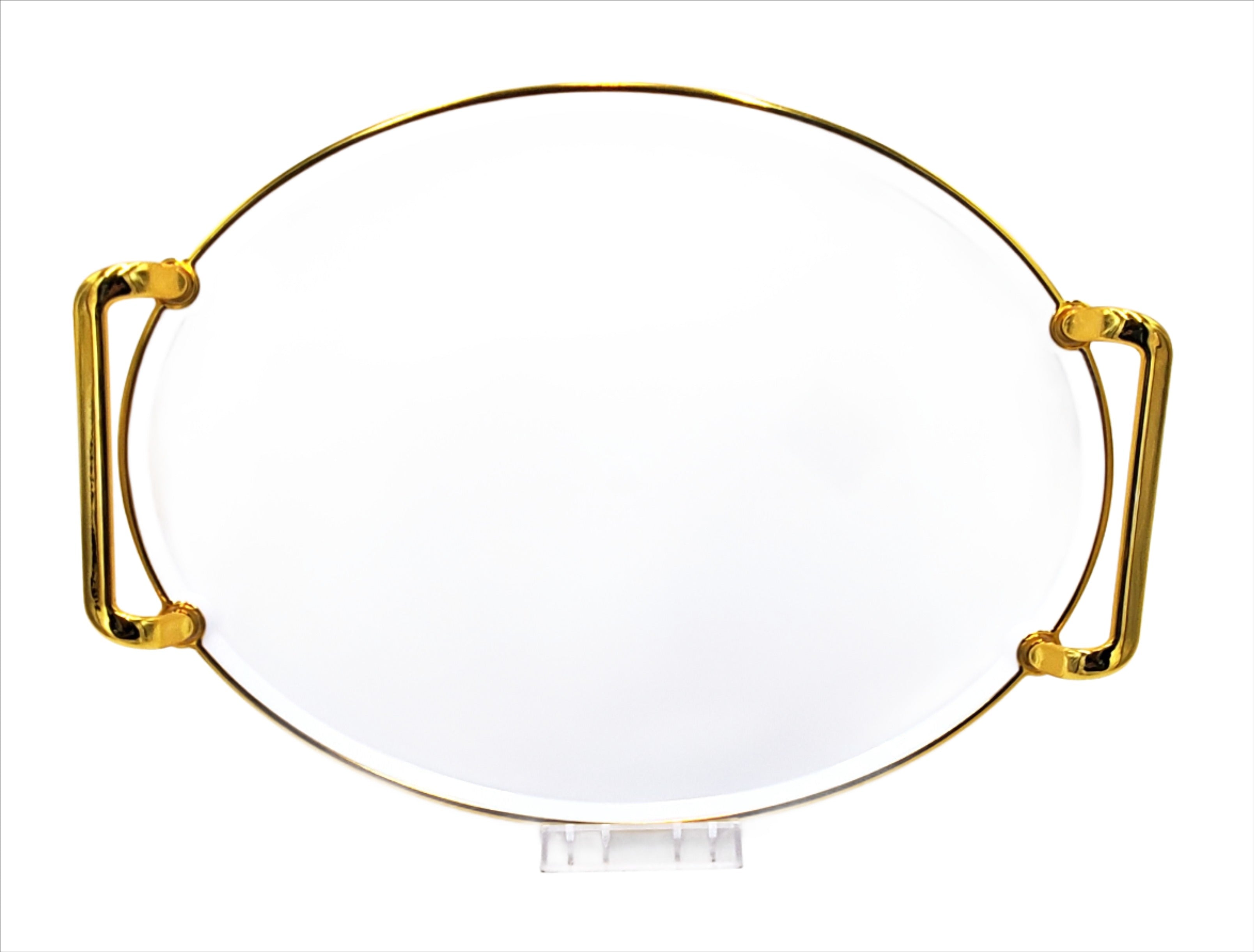 14x10.5 Inch Plastic Serving Tray with White and Gold Design - Perfect for Party Snacks, Breakfast in Bed, or Home Decor